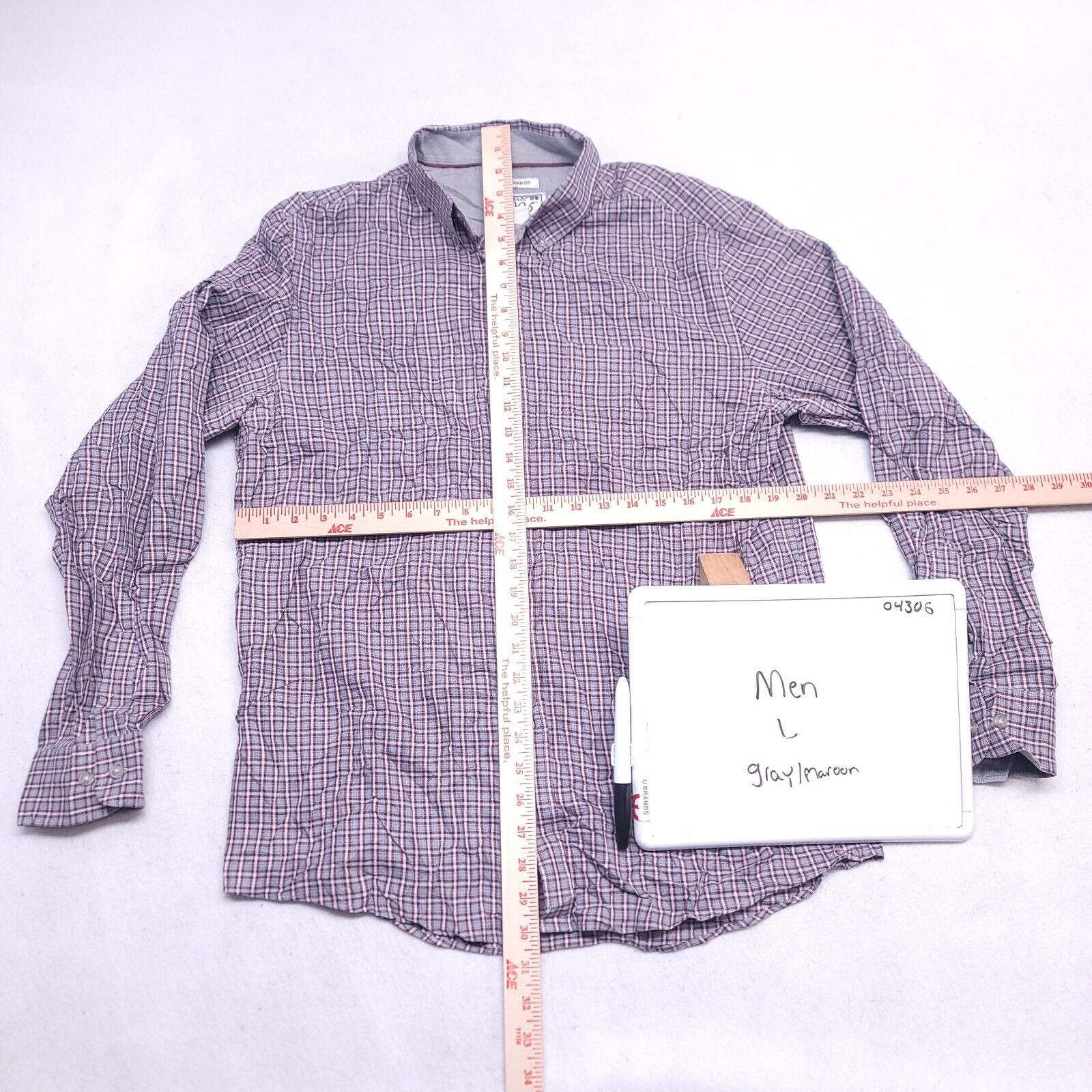 Jos. A. Bank Jos A Bank Tartan Flannel Button Up Shirt Mens Size L Maroon Size US L / EU 52-54 / 3 - 6 Thumbnail
