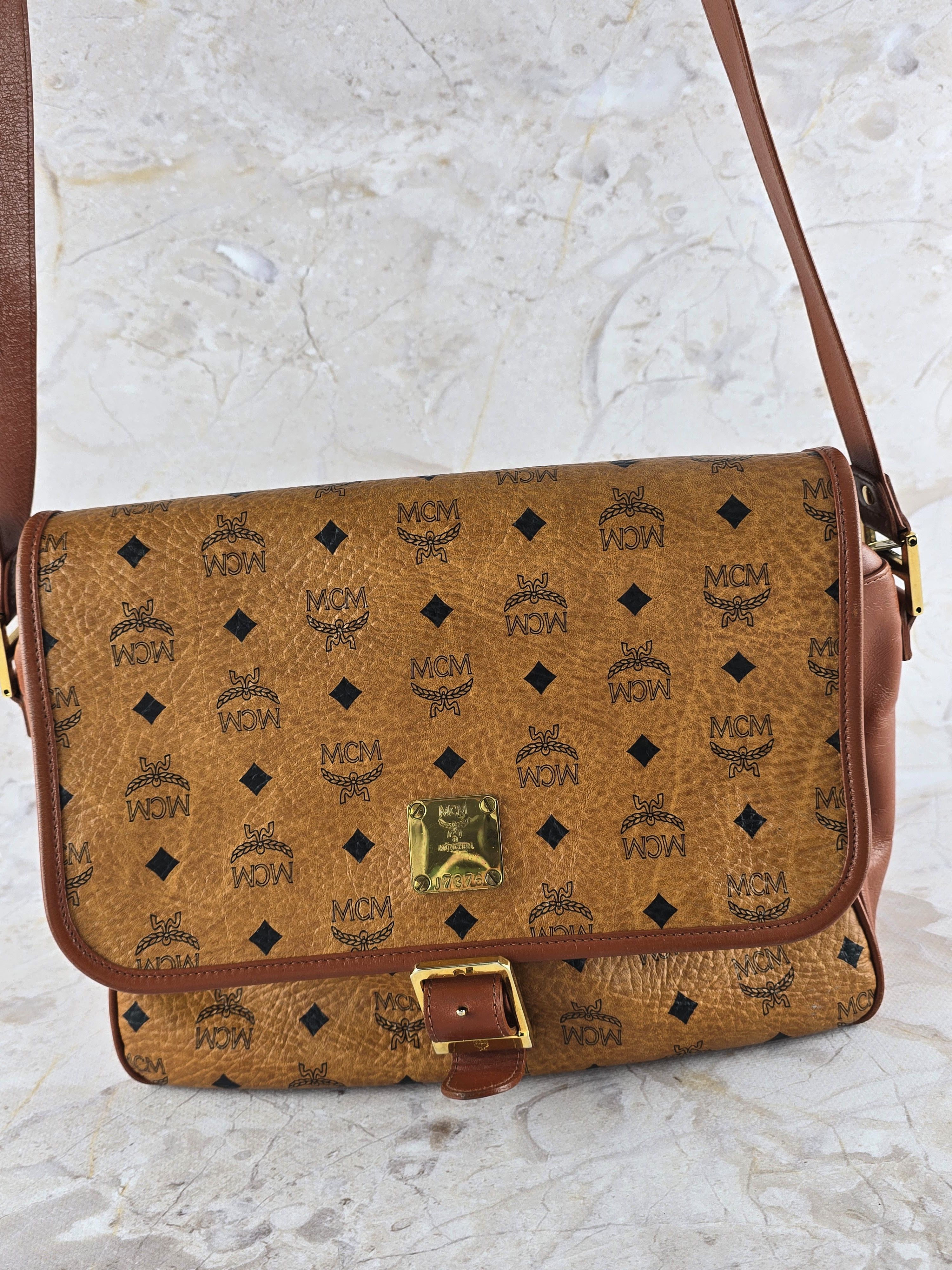 MCM MCM Satchel Bag Vintage Cognac Monogram leather Size ONE SIZE - 3 Thumbnail