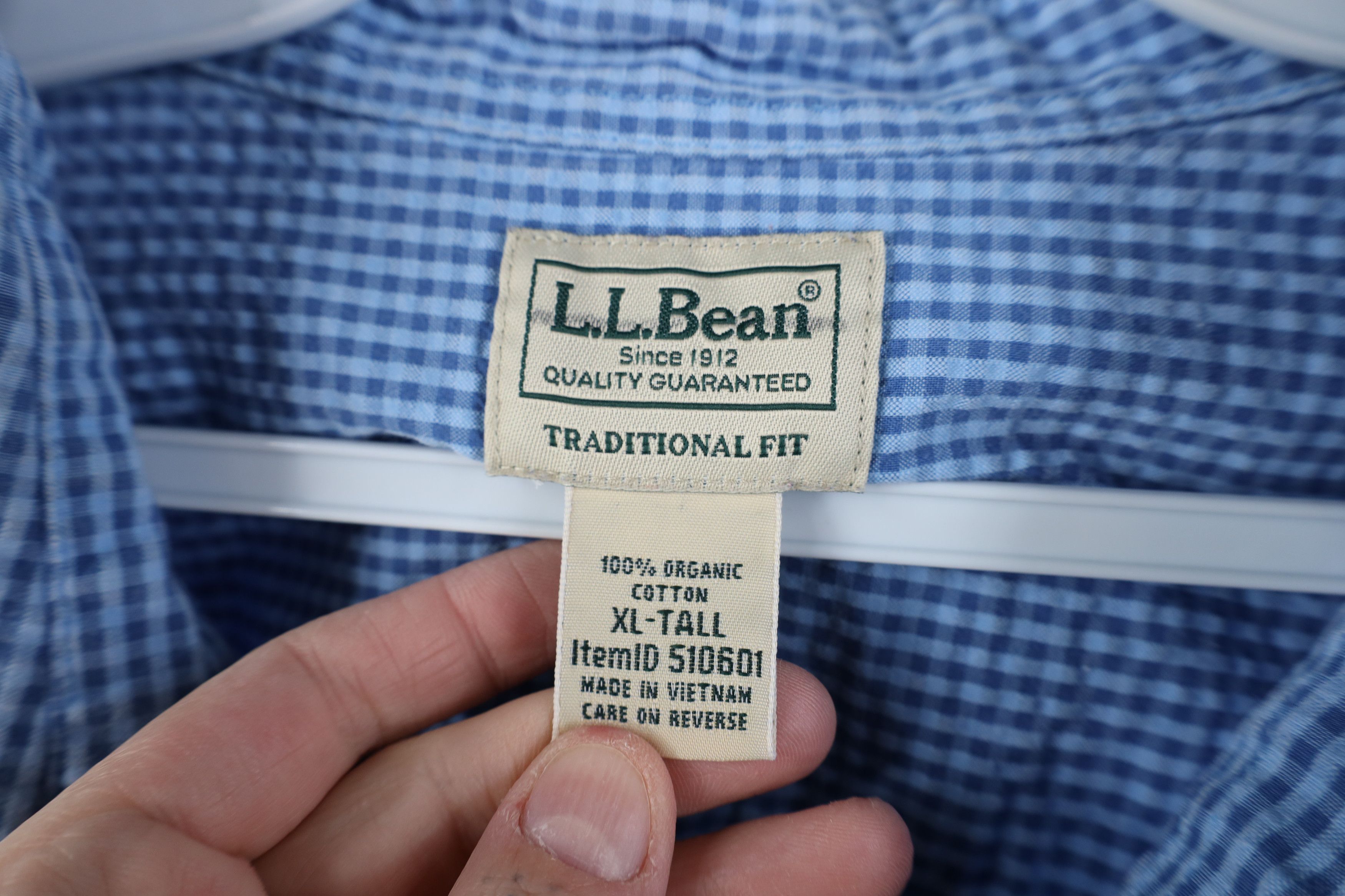 L.L. Bean Vintage LL Bean Collared Button Down Shirt Blue Plaid Size US XL / EU 56 / 4 - 5 Thumbnail