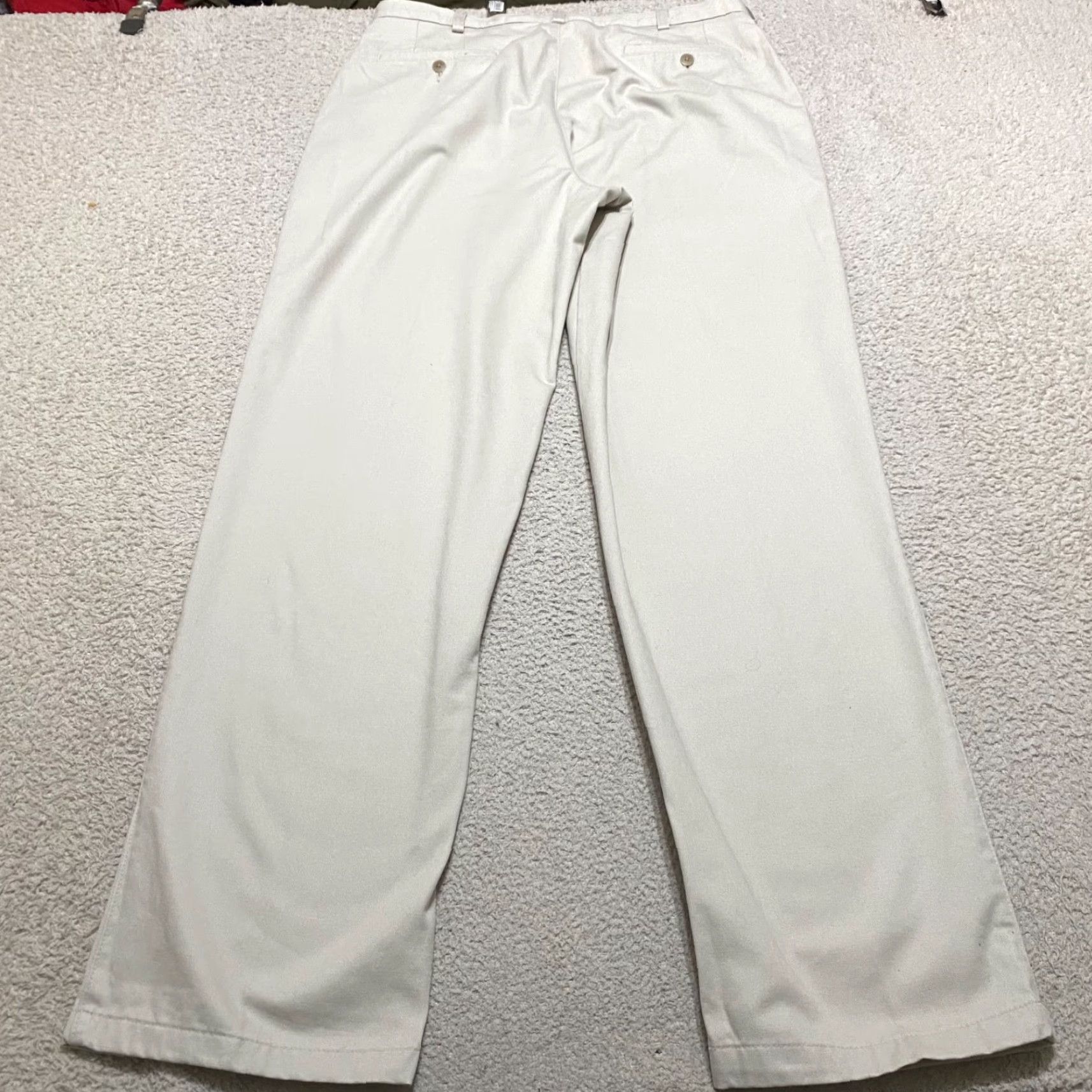 Vintage Cabela's Pants Mens 36x34 Beige Straight Chino Casual Business Khaki Pockets Cargo Flat Front Regular Rise Mid 10-12 in Denim? Size US 36 / EU 52 - 2 Thumbnail