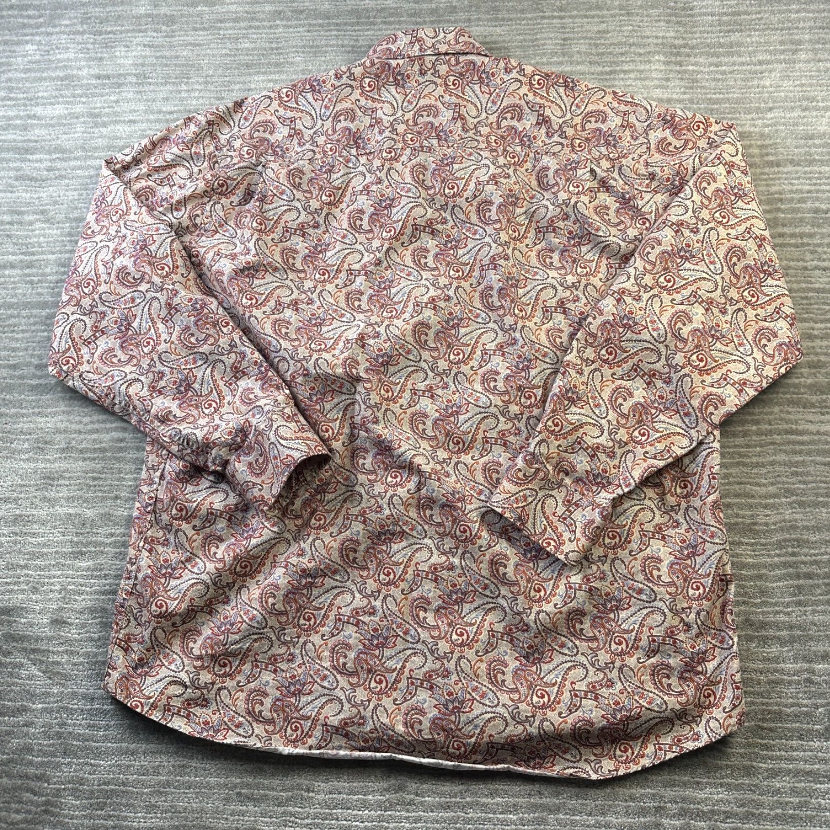 Vintage Alan Flusser Shirt Mens Large Beige Red Paisley Button Up Casual Size US L / EU 52-54 / 3 - 2 Thumbnail
