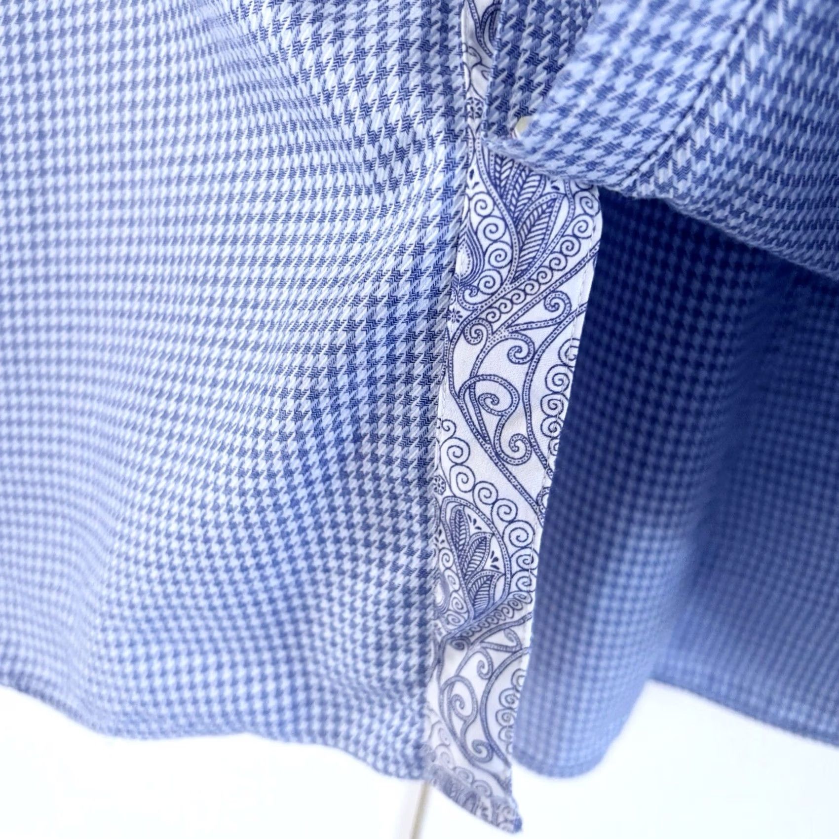Ted Baker Ted Baker Formal Shirt Size 16.5” Mens Houndstooth Paisley Blue White VGC Size 46R - 4 Thumbnail