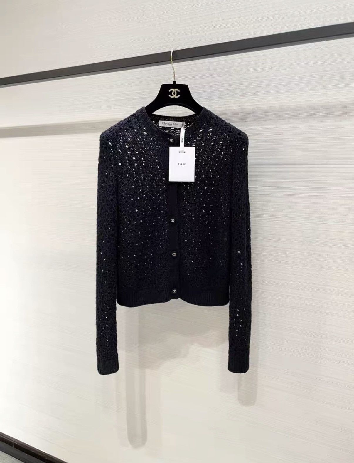 Dior Dior F38 Black Cutout Knit Cardigan Women's Sweater Coat J33 Size XS / US 0-2 / IT 36-38 - 1 Thumbnail