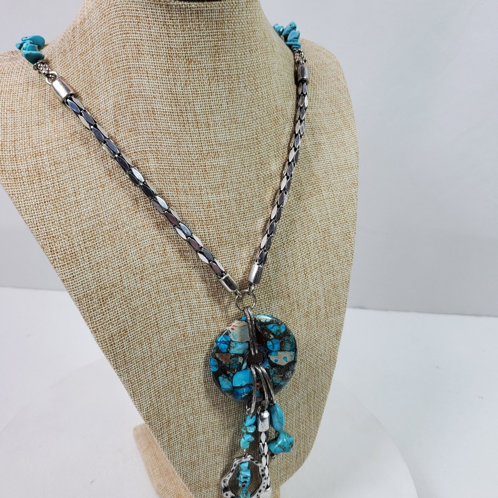 The Unbranded Brand Turquoise Necklace 32 Inch Long w/ 7 Inch Pendants Size ONE SIZE - 3 Thumbnail