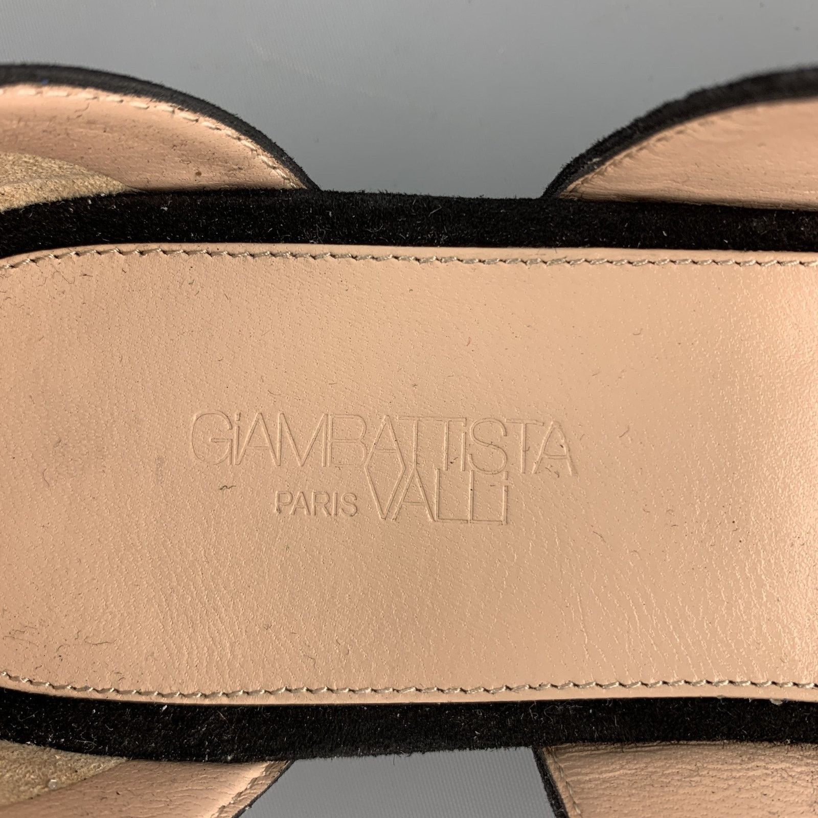 Giambattista Valli Size 8 Black Suede Glitter Gladiator Sandals Size US 8 / IT 38 - 7 Thumbnail