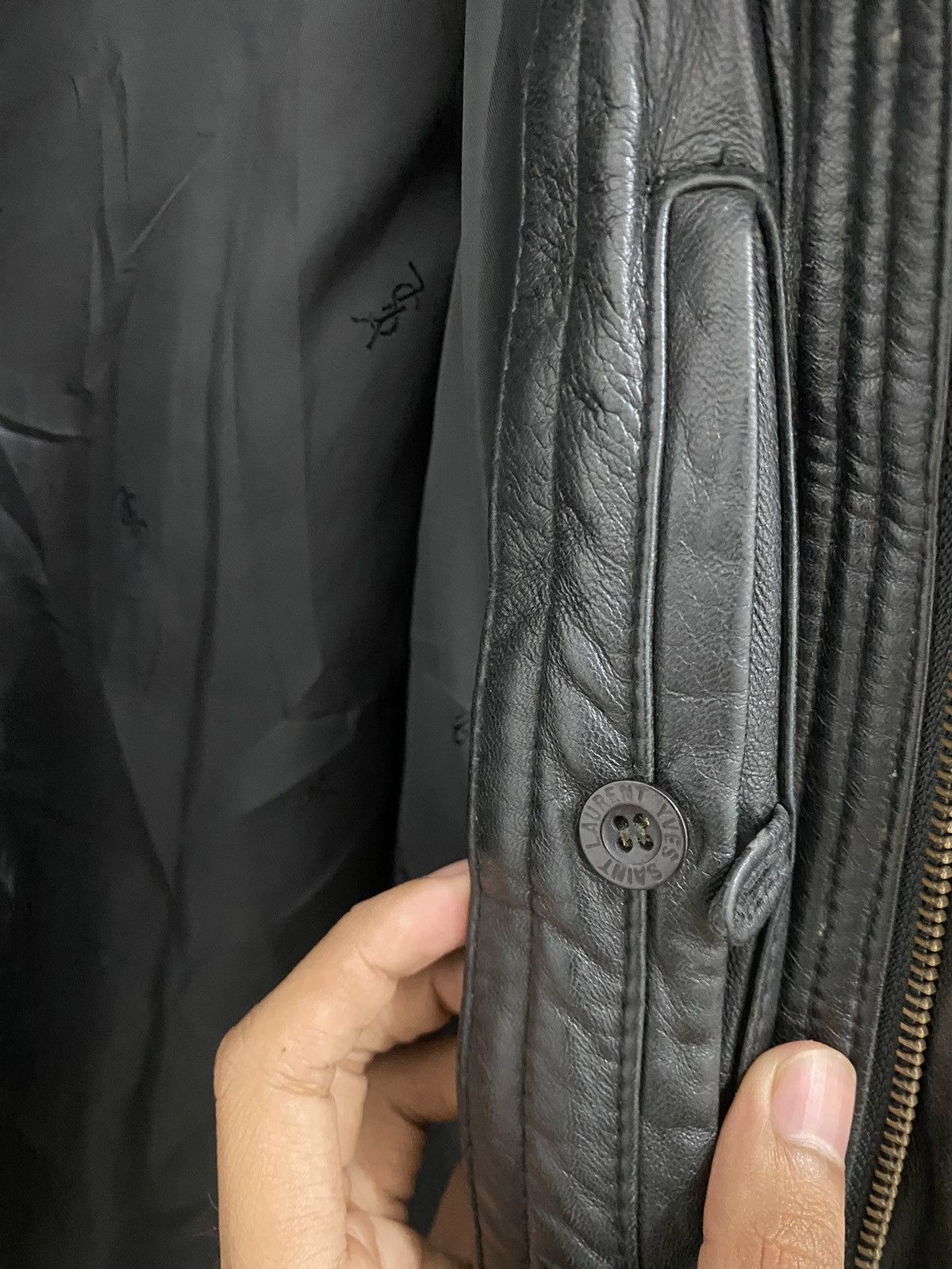 Saint Laurent Paris 💥Leather💥Yves Saint Laurent Leather Coat Size US L / EU 52-54 / 3 - 18 Thumbnail