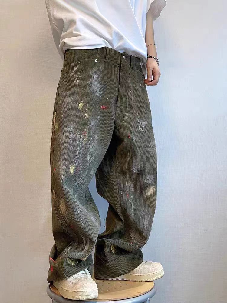 Vintage Street Graffiti Loose Hand-Painted Work Pants