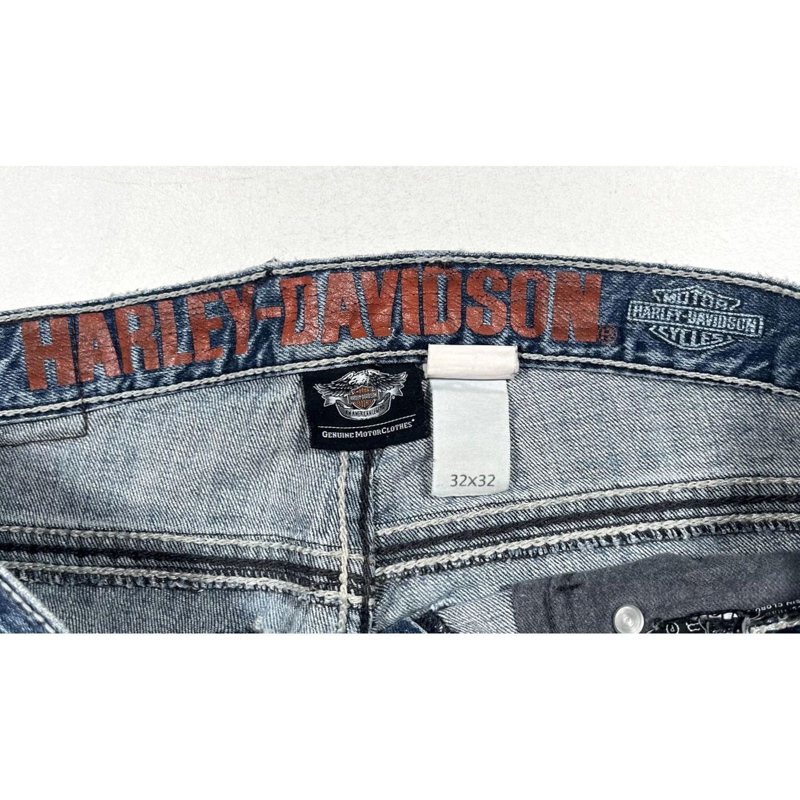 Harley Davidson VINTAGE Harley-Davidson Jeans Mens 32x32 Blue Denim Straight Leg Distressed VTG Size US 32 / EU 48 - 4 Thumbnail