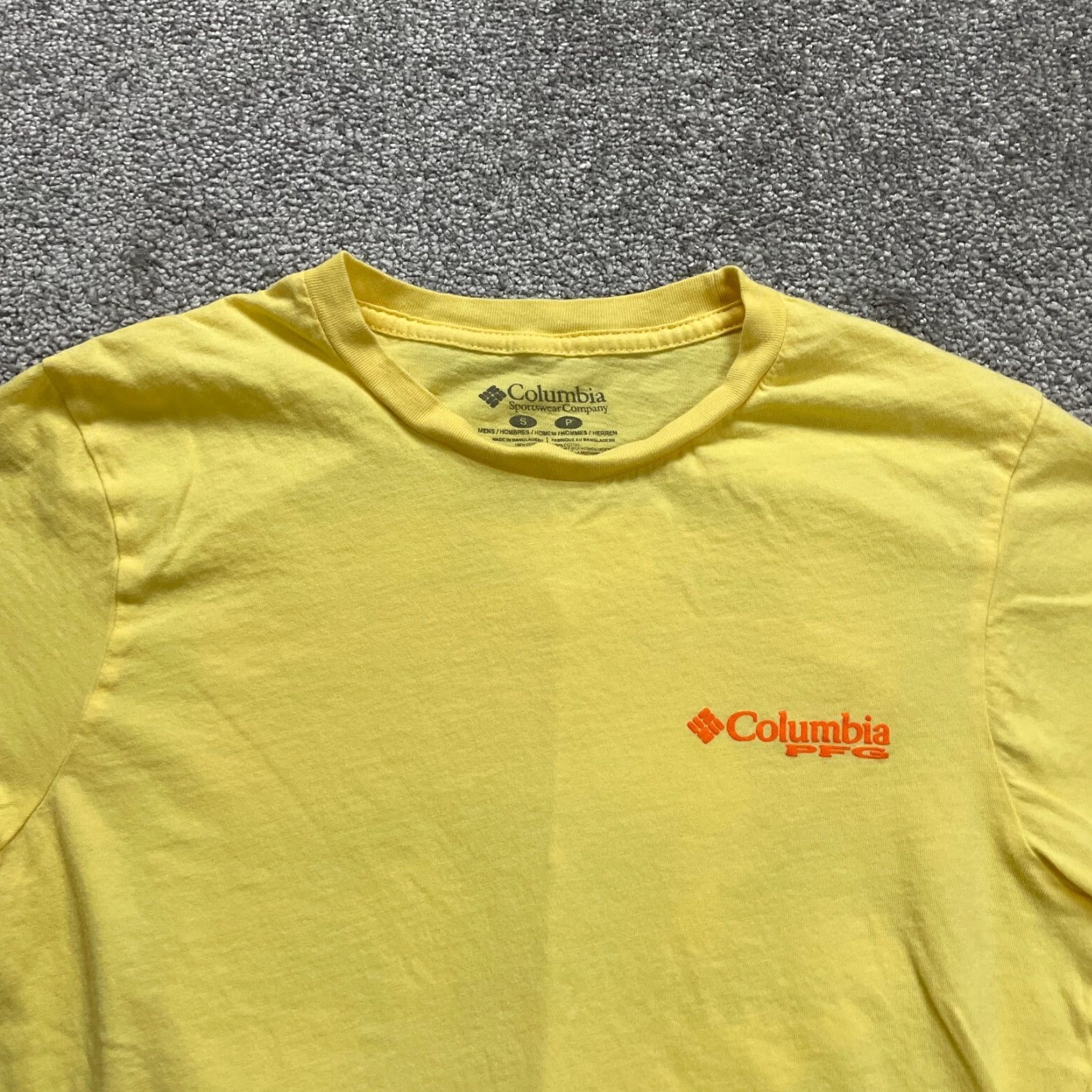 Vintage Columbia Shirt Mens Small Yellow Crew Neck Short Sleeve PFG Outdoor Fishing Top - All Seasons Lightweight Knit Size US S / EU 44-46 / 1 - 2 Thumbnail
