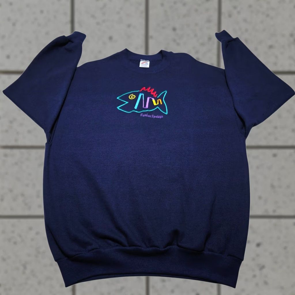 Jerzees VINTAGE Harbor Springs Michigan Sweatshirt Mens XL Blue Jerzees Made USA 90s Embroidered Sweatshirt Size US XL / EU 56 / 4 - 1 Thumbnail