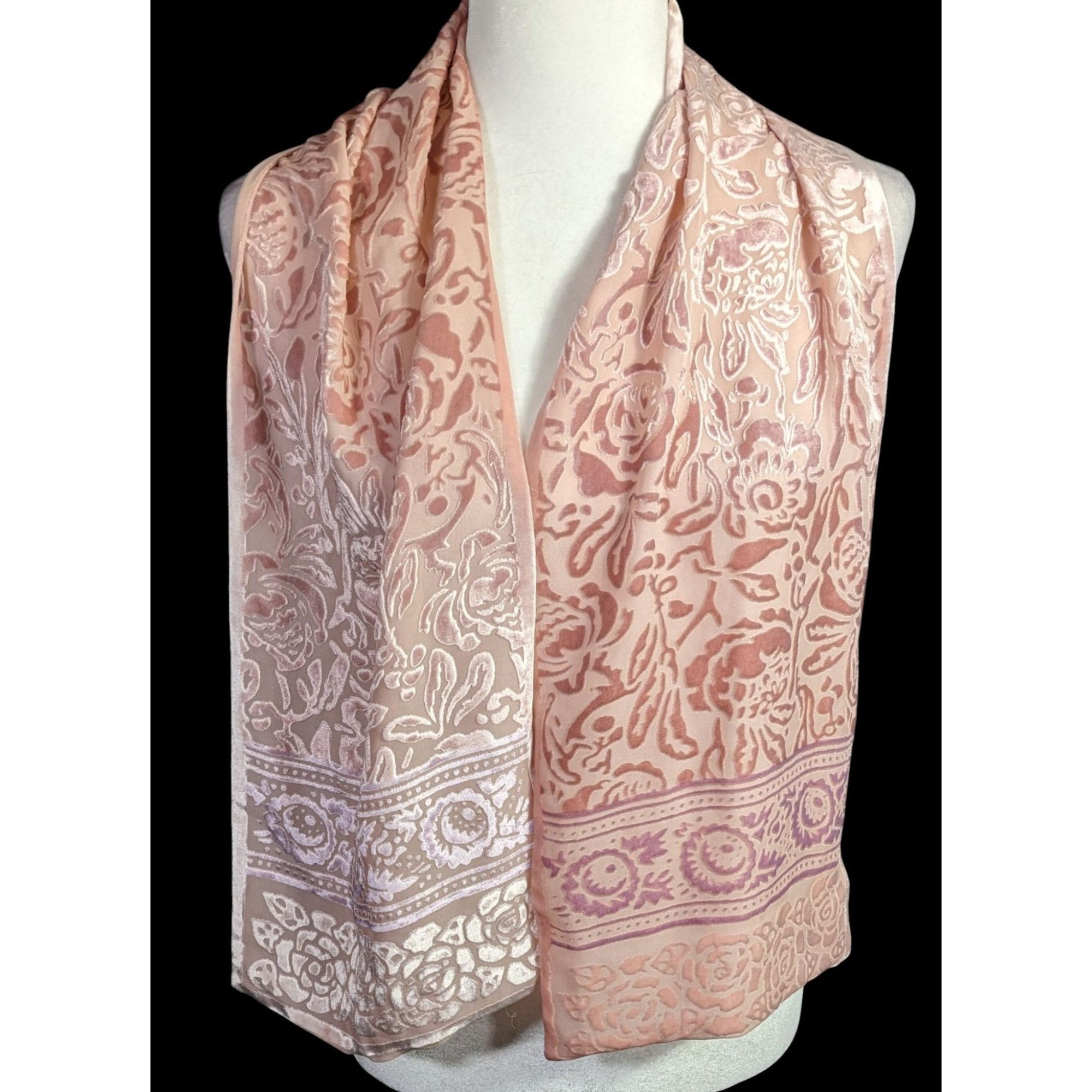 Oscar De La Renta Oscar De La Renta Vintage Coquette Burnout Velvet Floral Sca Size ONE SIZE - 3 Thumbnail