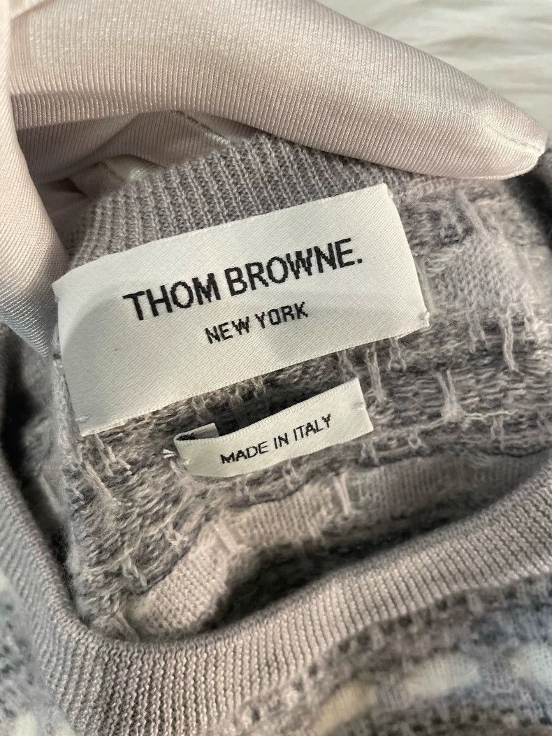 Thom Browne Thom Browne Light grey striped cashmere sweater Size XS / US 0-2 / IT 36-38 - 3 Thumbnail