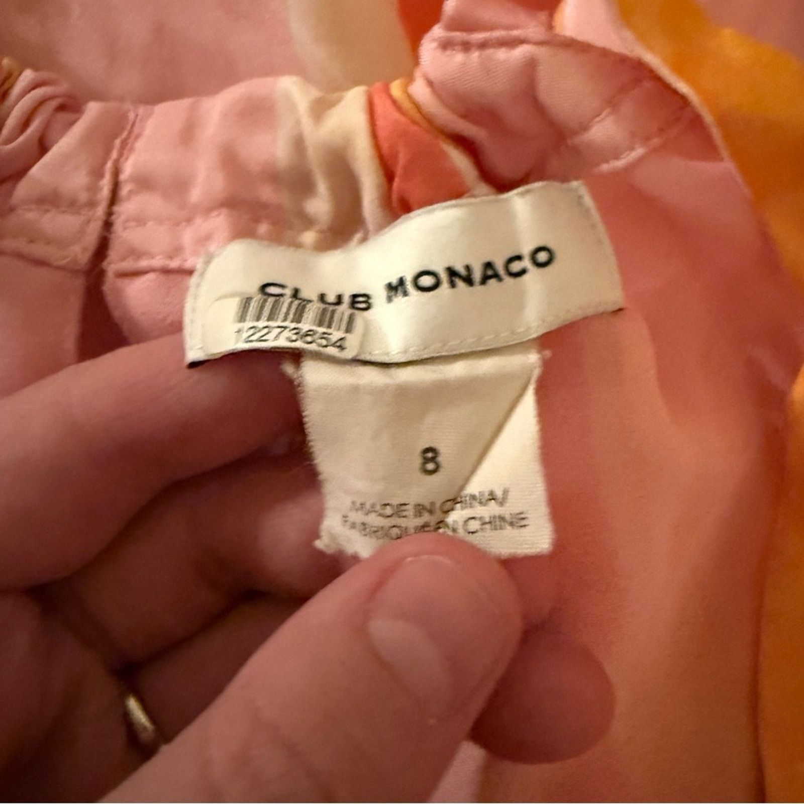 Club Monaco Club Monaco Amirra Silk Pink Multi Stripe Tiered Midi Dress Size M / US 6-8 / IT 42-44 - 7 Thumbnail