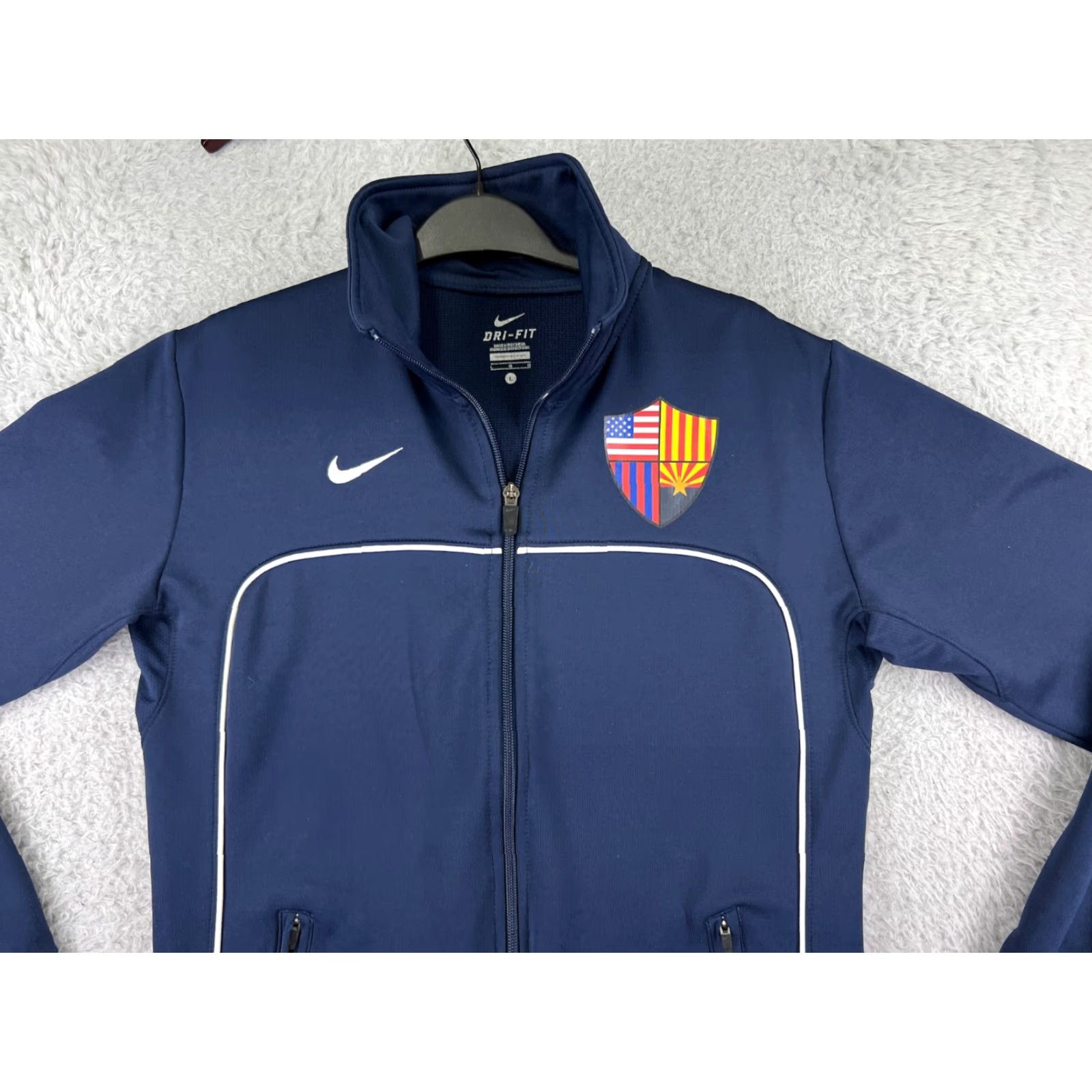 Nike Nike Sweater Mens Large Blue Full Zip Mock Neck Soccer Arizona Shield Crest Size US L / EU 52-54 / 3 - 6 Thumbnail