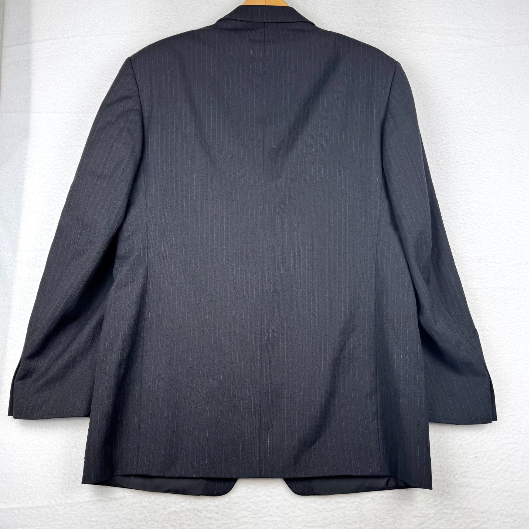 Yves Saint Laurent VINTAGE Saint Laurent YSL Mens Blazer Coat Wool 2 Piece Notch Lapel Black Pinstripe 44L Long Jacket Size 44R - 6 Thumbnail