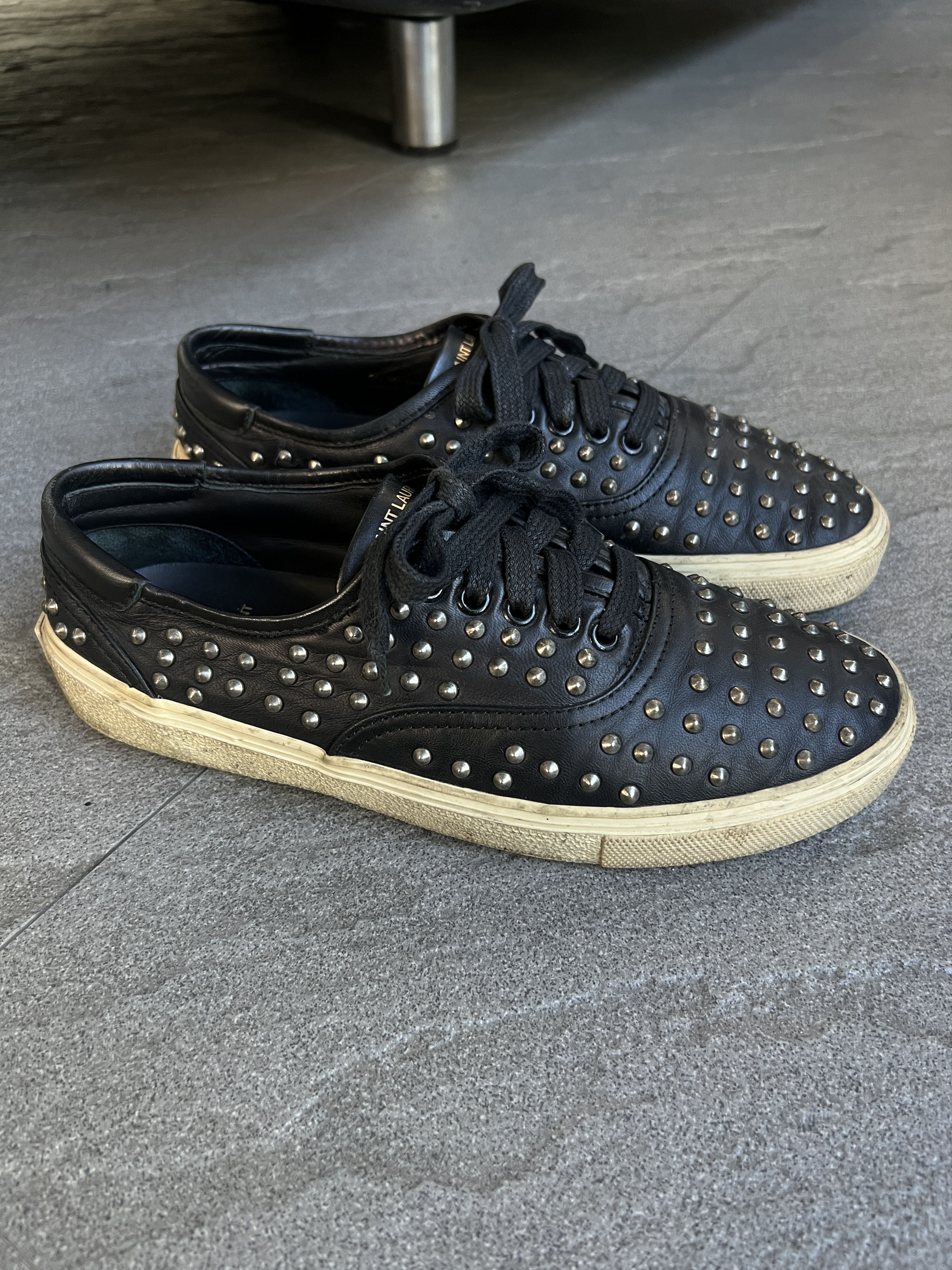Saint Laurent Paris Saint Laurent Studded Leather Sneakers Black EU41 Size US 8 / EU 41 - 1 Thumbnail