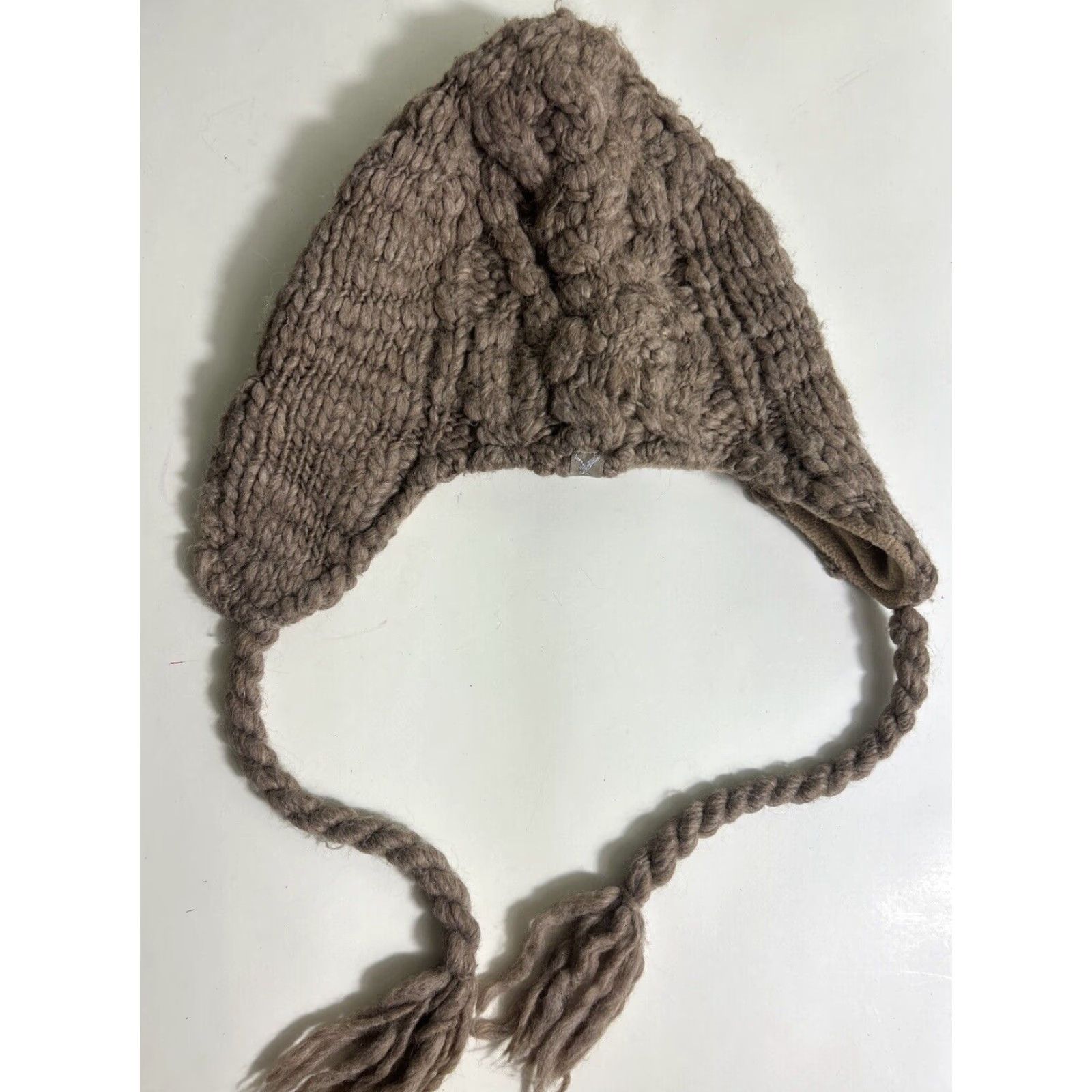 American Eagle Outfitters American Eagle Womens Beanie Wool Blend Knit Tassels Snow Brown One Size Size ONE SIZE - 2 Thumbnail