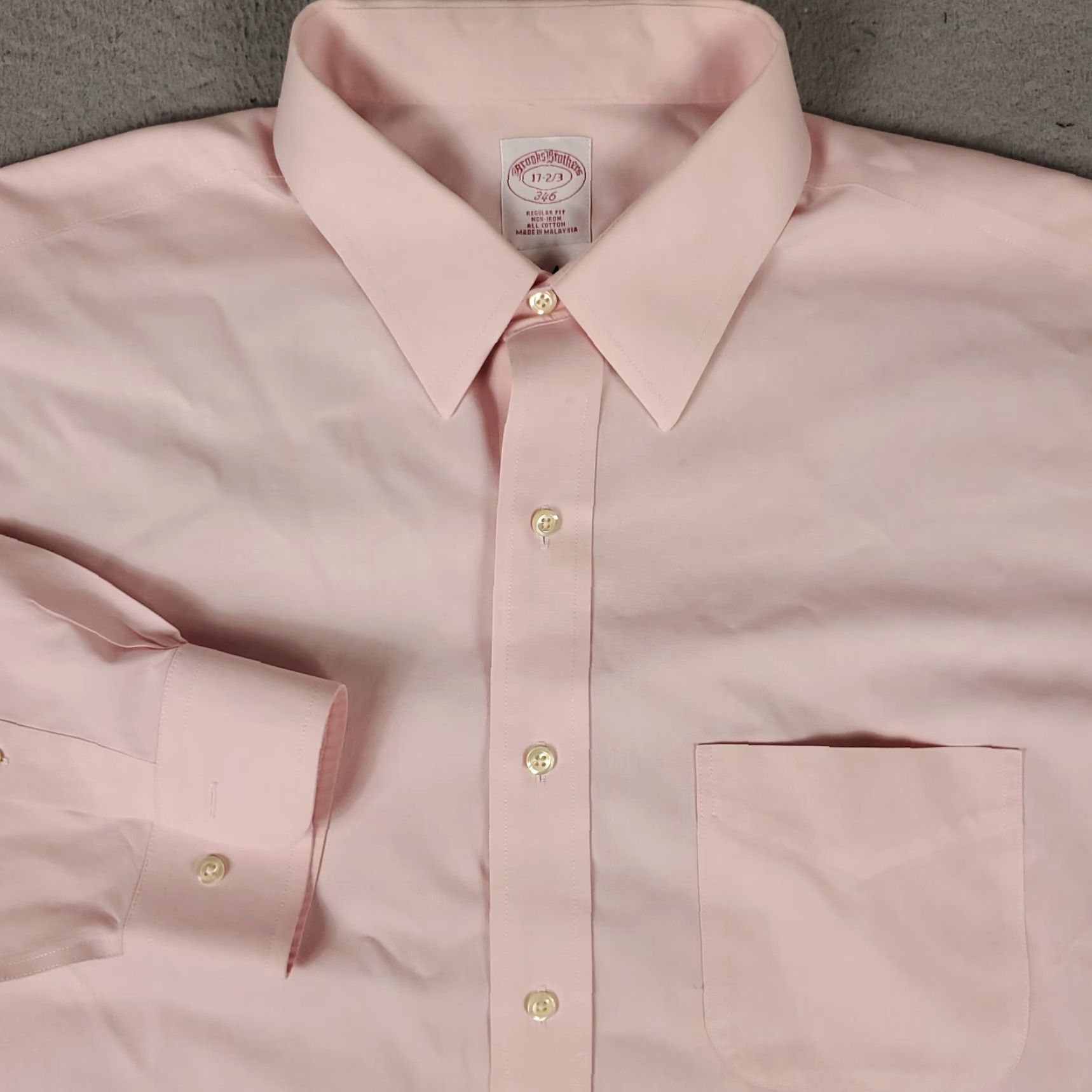 Brooks Brothers VINTAGE Brooks Brothers Shirt Mens 17 Pink Dress Shirt Long Sleeve Button Up Regular Cotton 100% Business Casual Formal Wedding Mens Size 46R - 2 Thumbnail
