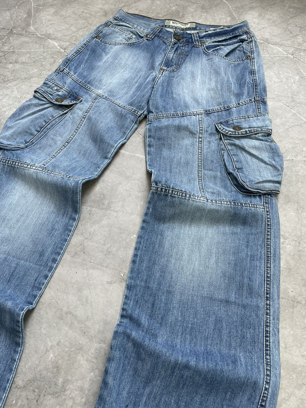 Tornado Mart baggy cargo denim distressed y2k pants tornado mart style Size US 31 - 3 Thumbnail