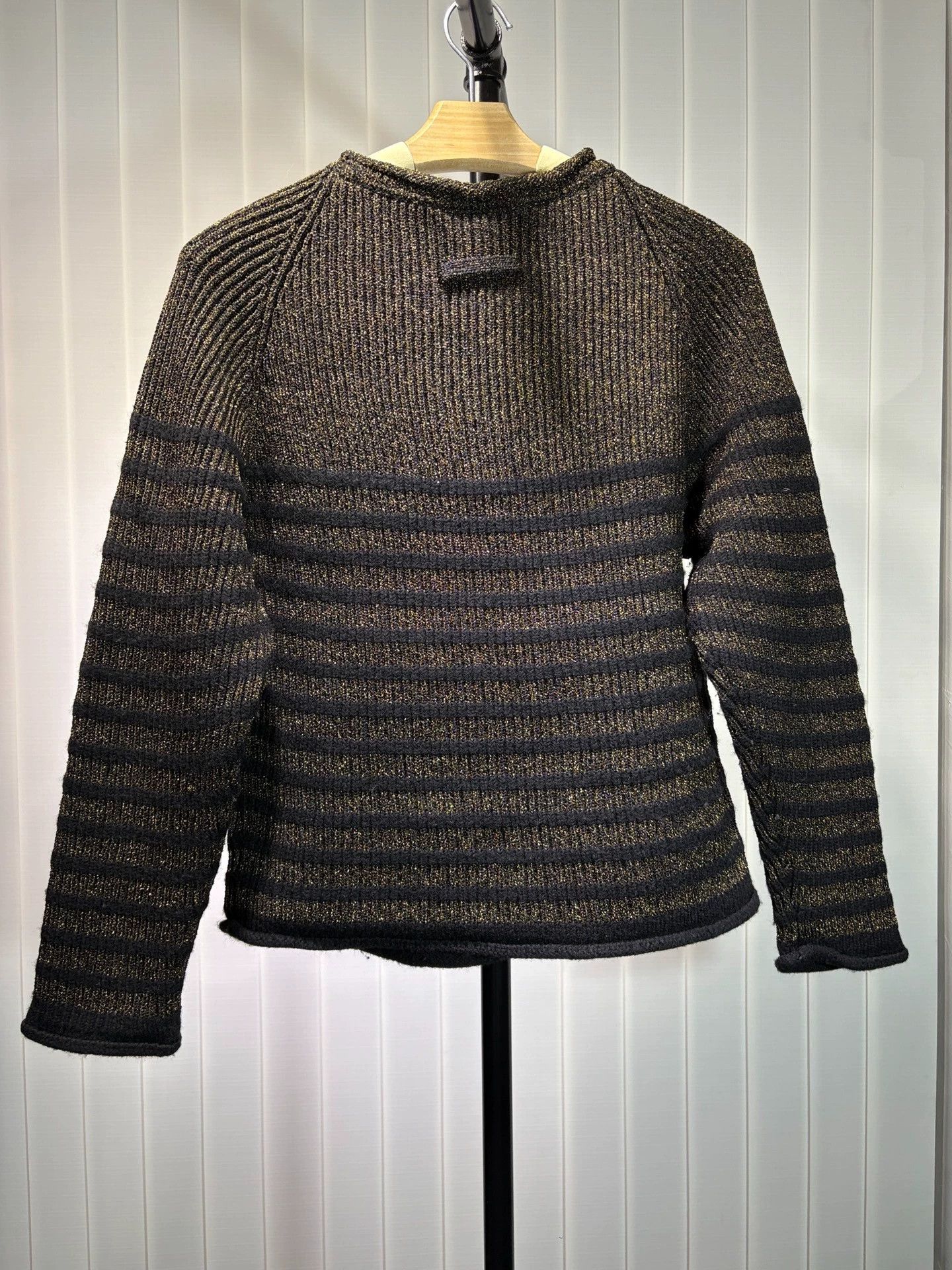 Jean Paul Gaultier JPG 96aw Cyber Knit Gold Stripe Sweater Size 48 Size US M / EU 48-50 / 2 - 2 Thumbnail