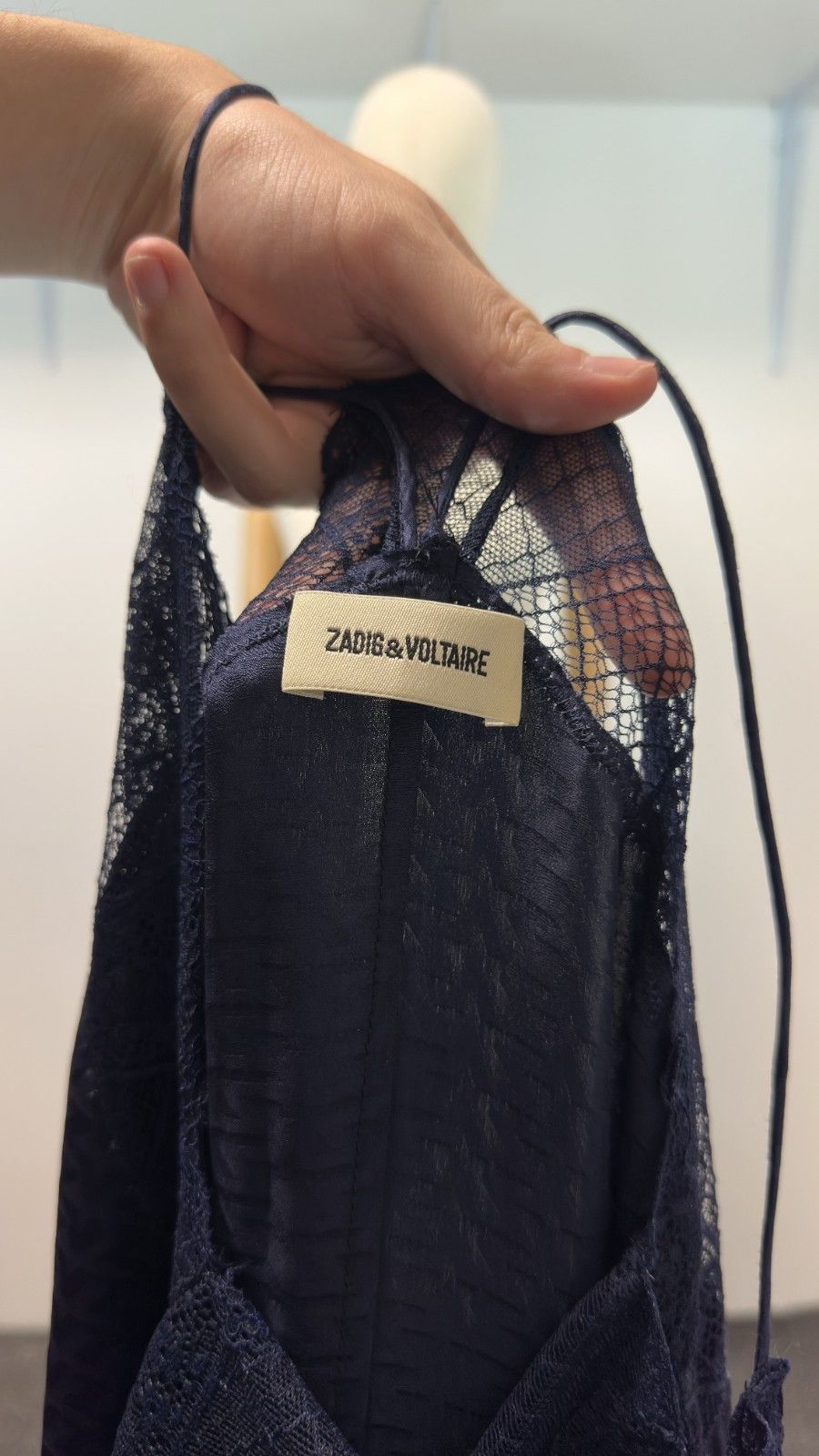 Zadig & Voltaire Zadig & Voltaire Risty Navy Blue Silk Dress Lace Trim Size XS / US 0-2 / IT 36-38 - 11 Thumbnail