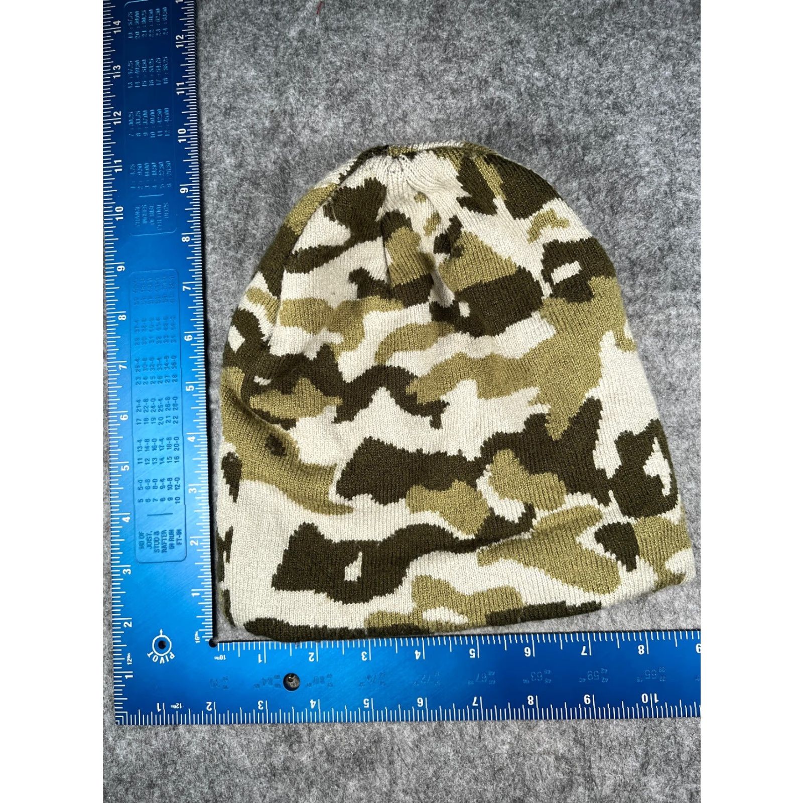 Vintage Camo Beanie Toque Adult One Size Gray Green White Lined Knit Acrylic Size ONE SIZE - 4 Thumbnail