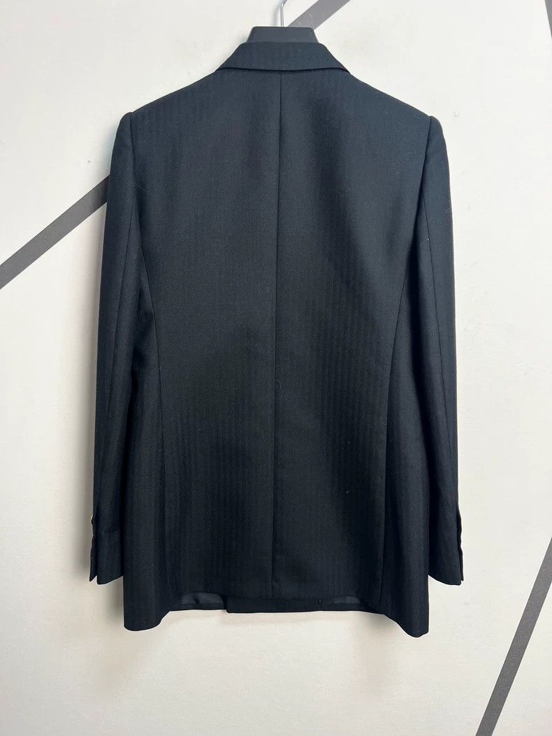 Saint Laurent Paris Saint laurent paris Black gun collar striped wool double-br Size XS / US 0-2 / IT 36-38 - 2 Thumbnail