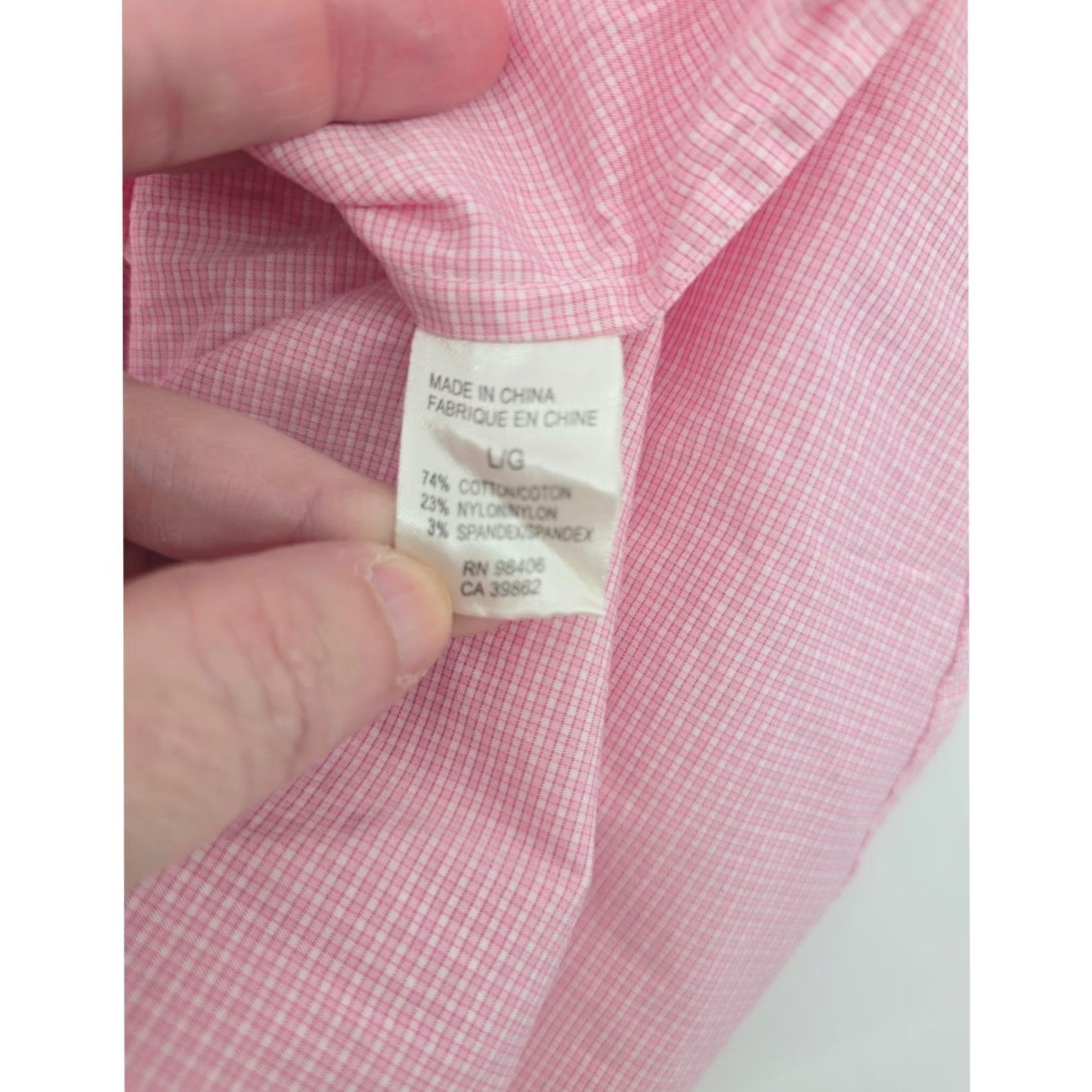Theory Theory Cory Pink Micro Gingham Button-Down Shirt Mens Large Slim Short Sleeve Stretch Size US L / EU 52-54 / 3 - 4 Thumbnail