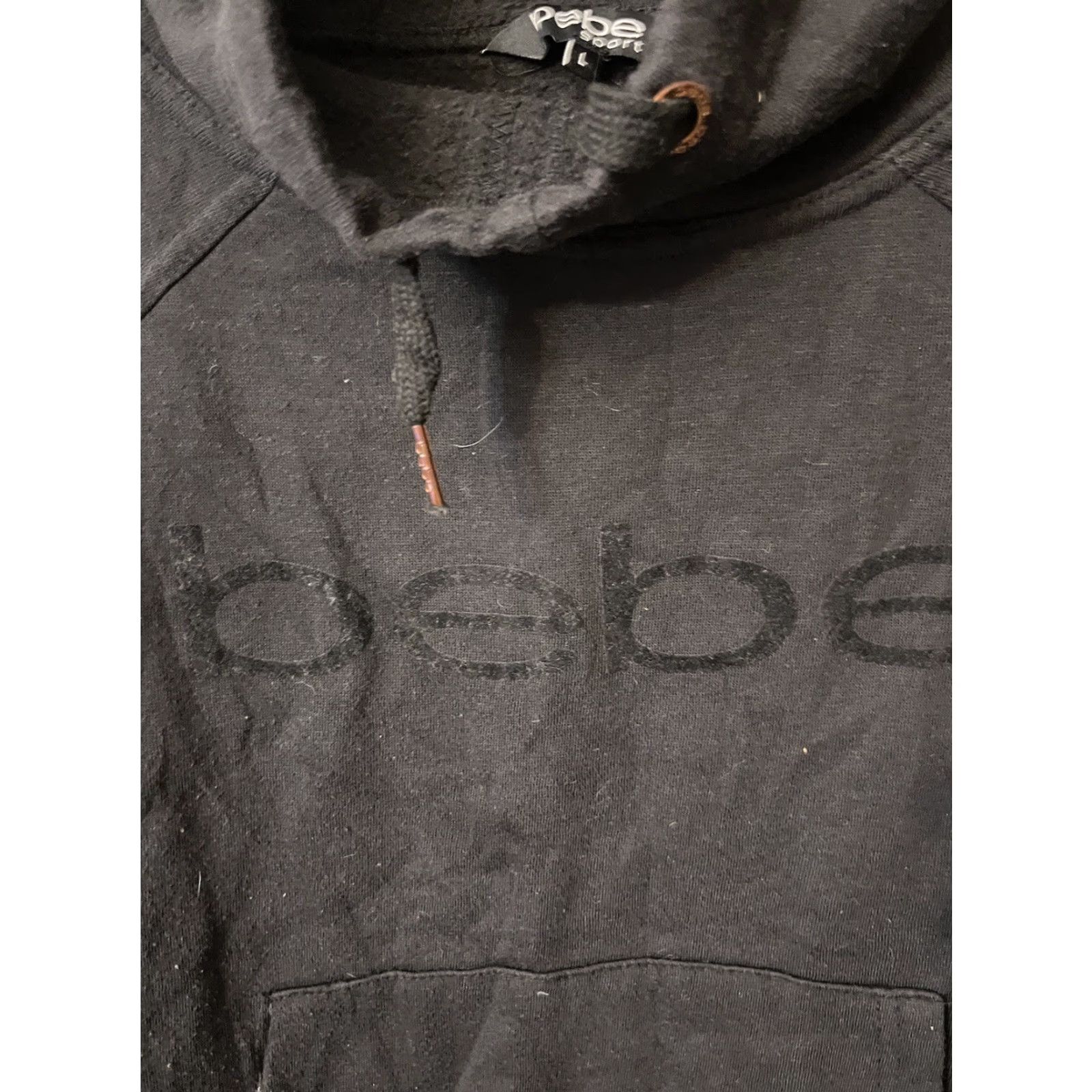 Bebe VINTAGE Bebe Sport Women Top Cowl Neck Pouch Front Long Sleeve Black L Sweatshirt 90s Logo Jersey All Seasons Men/Women? Size L / US 10 / IT 46 - 3 Thumbnail