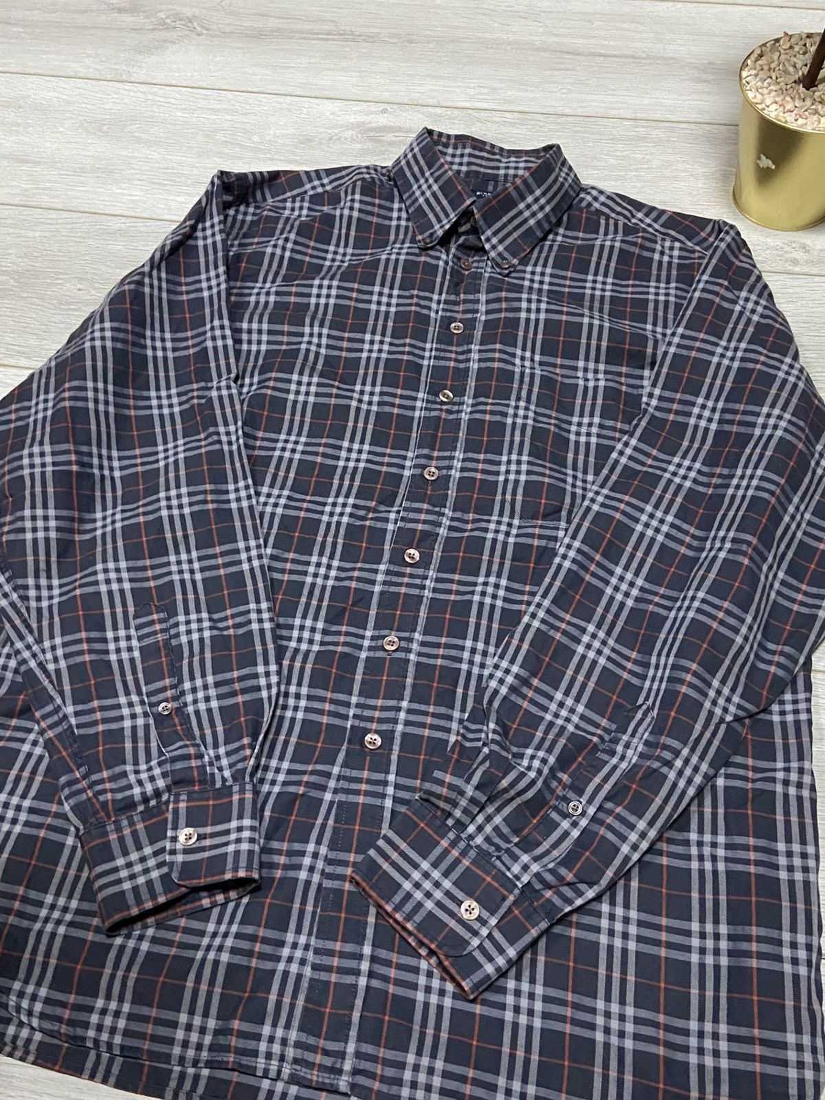 Burberry Burberry Brit shirt nova check dark blue overprint vintage Size US XL / EU 56 / 4 - 4 Thumbnail