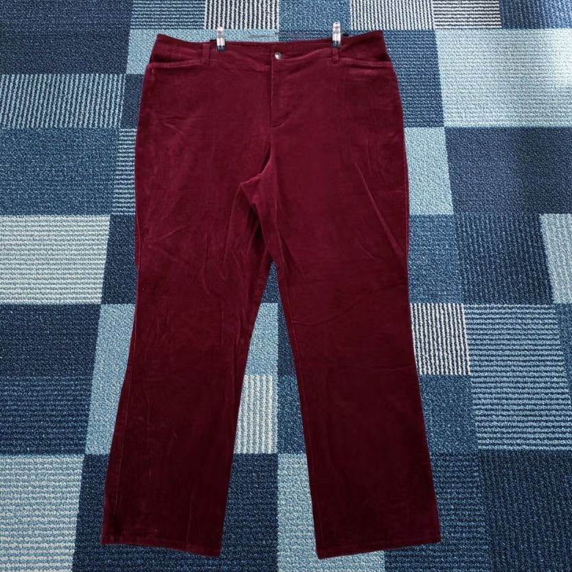 Vintage Crazy Horse Jeans Womens 16 High Rise Bootcut Zip Dark Wash Red Corduroy Jeans Size 38" / US 16 / IT 52 - 1 Thumbnail