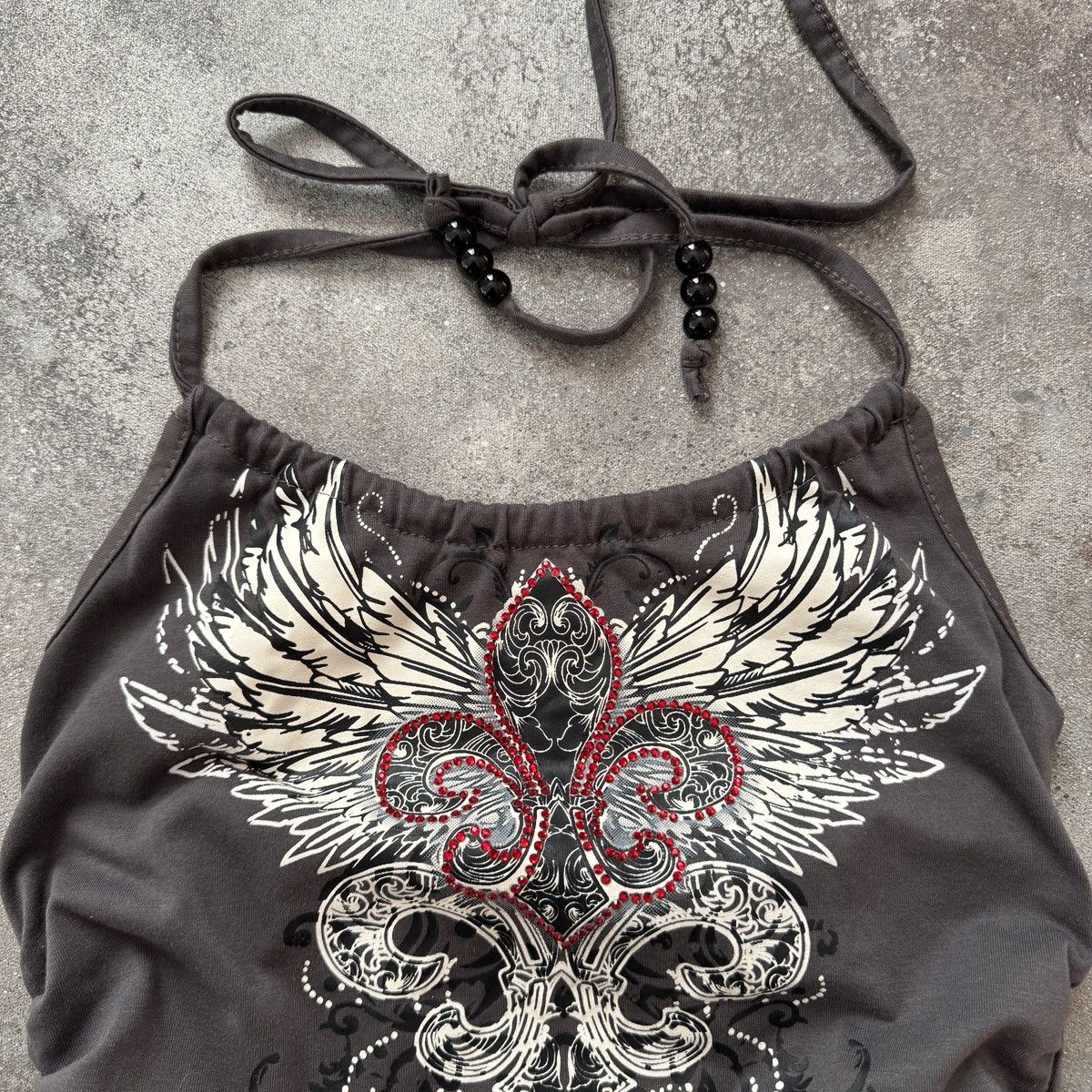 If Six Was Nine Y2K Gothic Print Super Sexy Crop Top Size S / US 4 / IT 40 - 4 Thumbnail