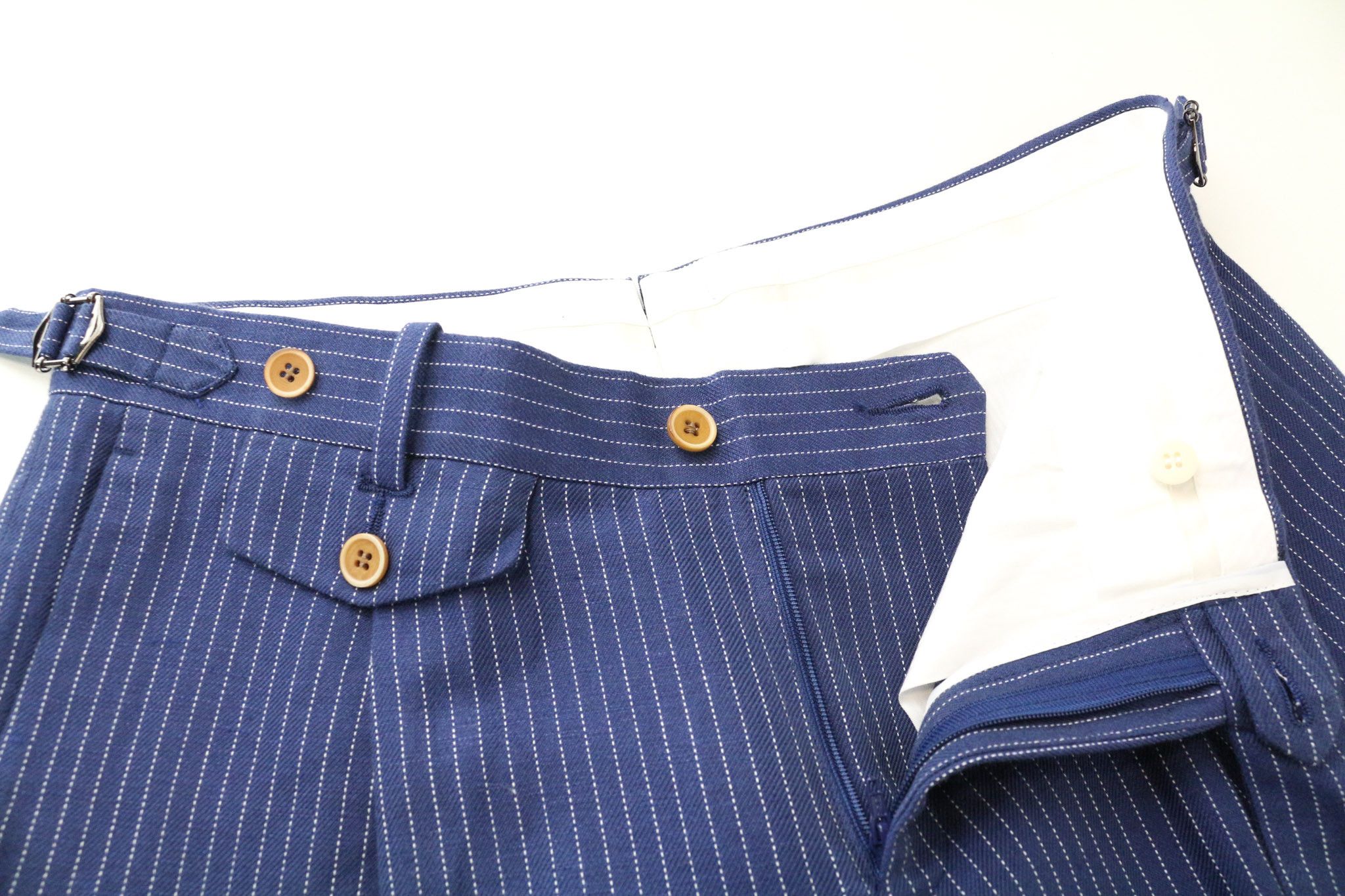 Suitsupply BRENTWOOD UK38R Blue Linen Blend Pleated Trousers 74730 Size 38R - 3 Thumbnail
