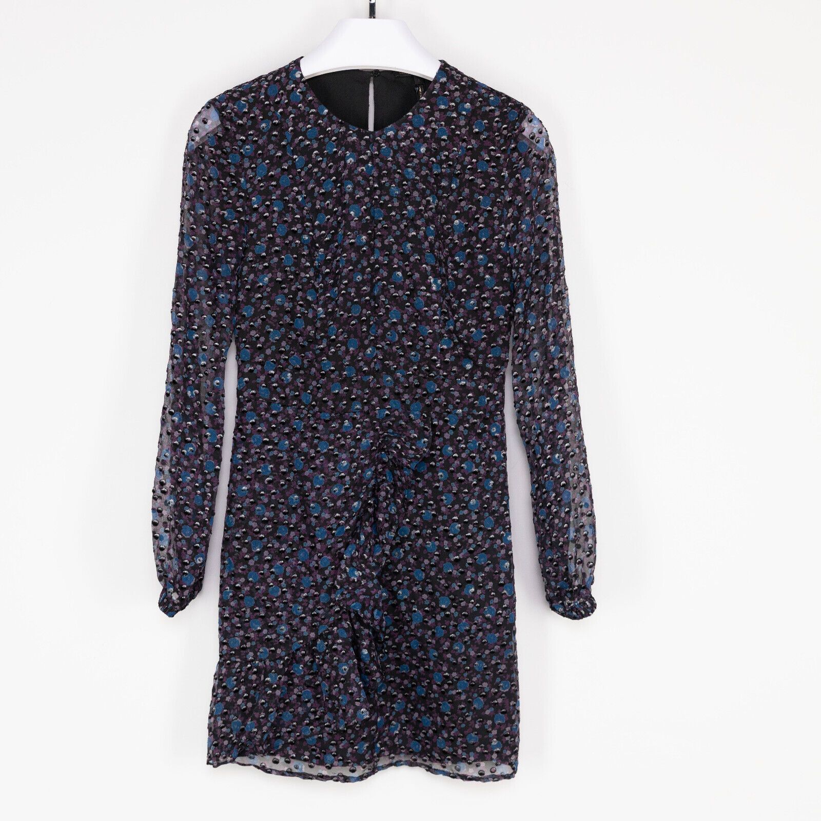 Maje Maje Women Revano Long Sleeve Printed Dress Black Size 1/S Size S / US 4 / IT 40 - 1 Thumbnail