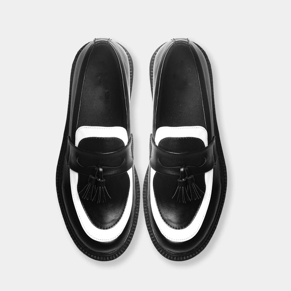 Designer Mens Combi Tassel Loafer Black White Size US 10 / EU 43 - 5 Thumbnail