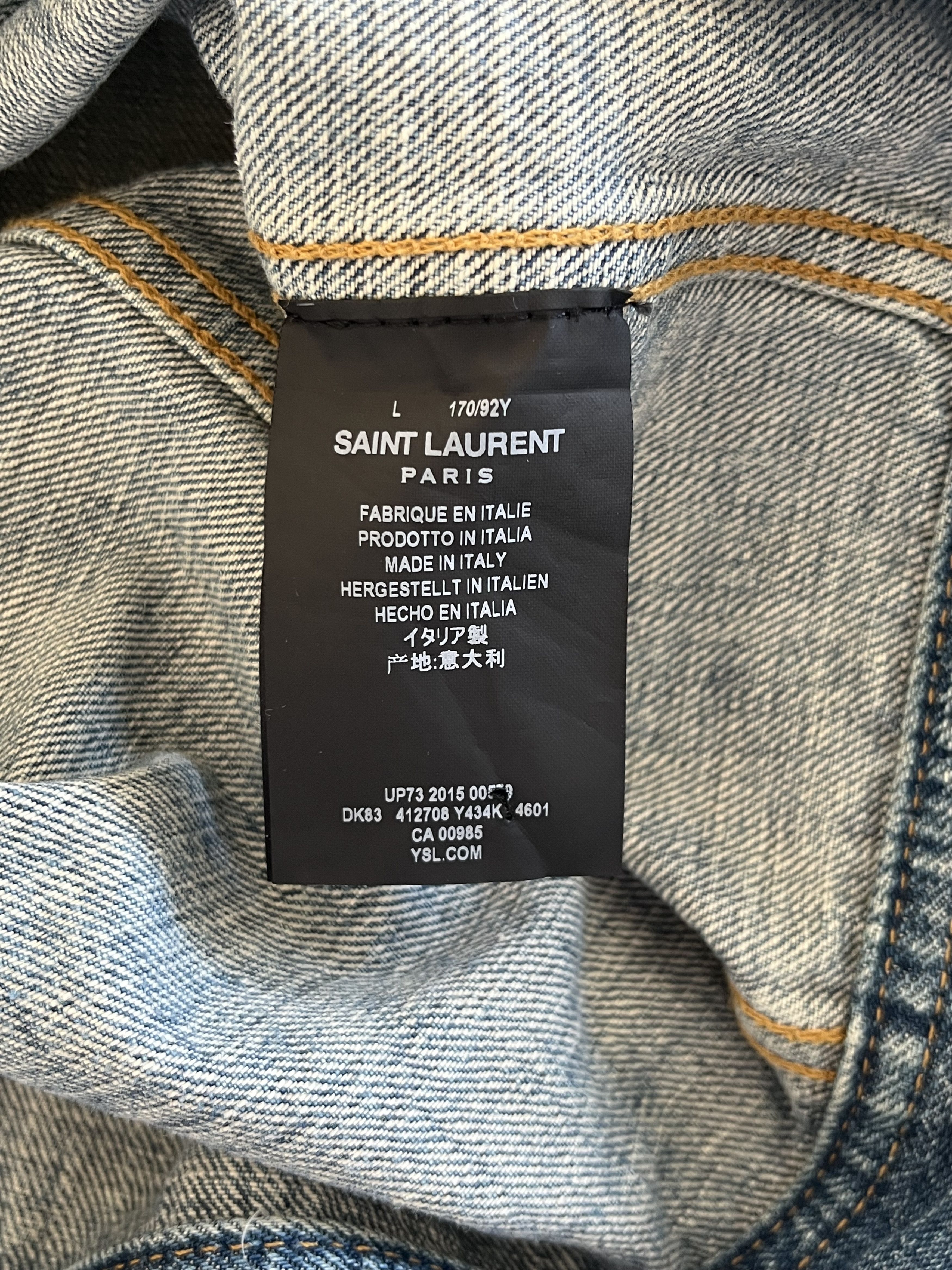 Hedi Slimane × Saint Laurent Paris SS16 Saint Laurent Studded Denim Vest Size L / US 10 / IT 46 - 7 Thumbnail