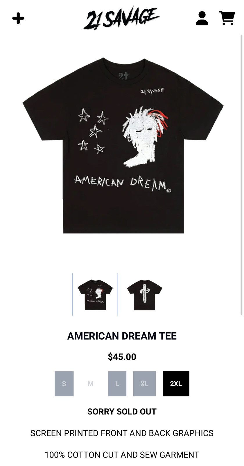 21 Savage SOLD OUT 21 Savage American Dream Black Shirt Size M Size US M / EU 48-50 / 2 - 1 Thumbnail