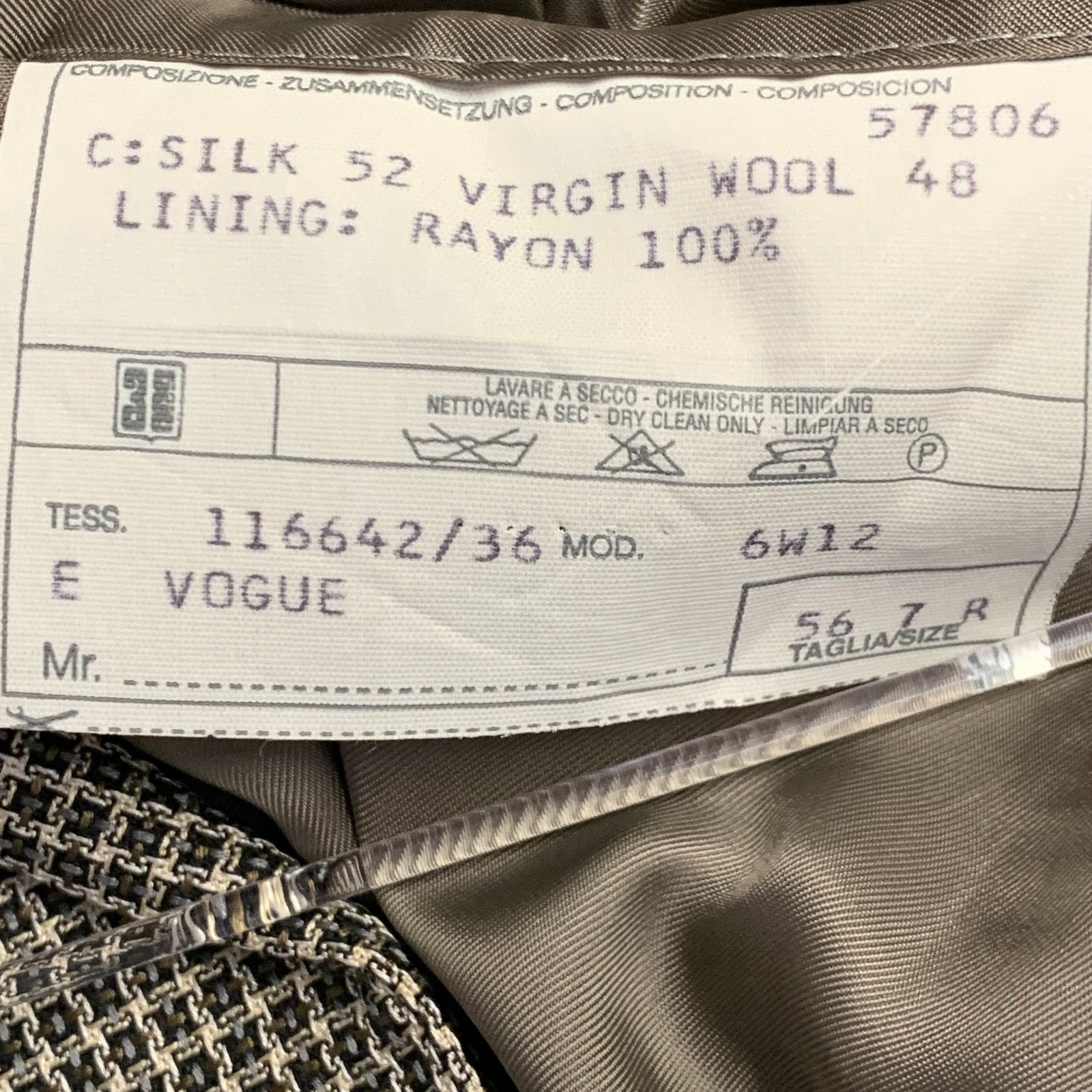 Corneliani Regular Black White Grid Silk Virgin Wool Notch Lapel Coat Size 46R - 10 Thumbnail