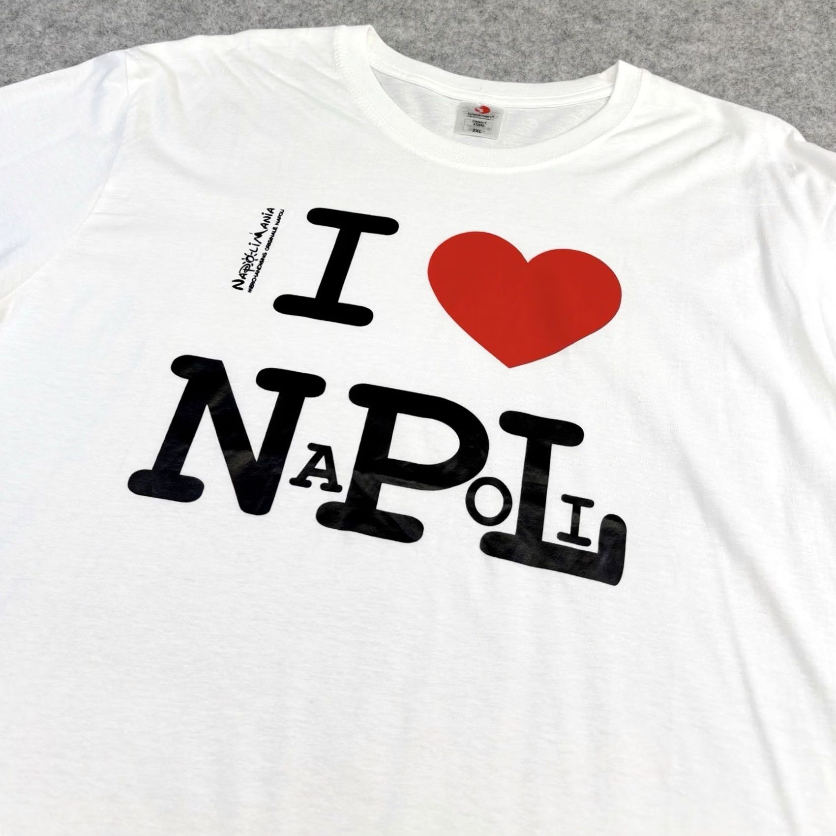 Vintage I love Napoli T-shirt 2XL Mens White 100% Cotton Short Sleeve Crew Neck Graphic Print Stedman Size US XXL / EU 58 / 5 - 3 Thumbnail