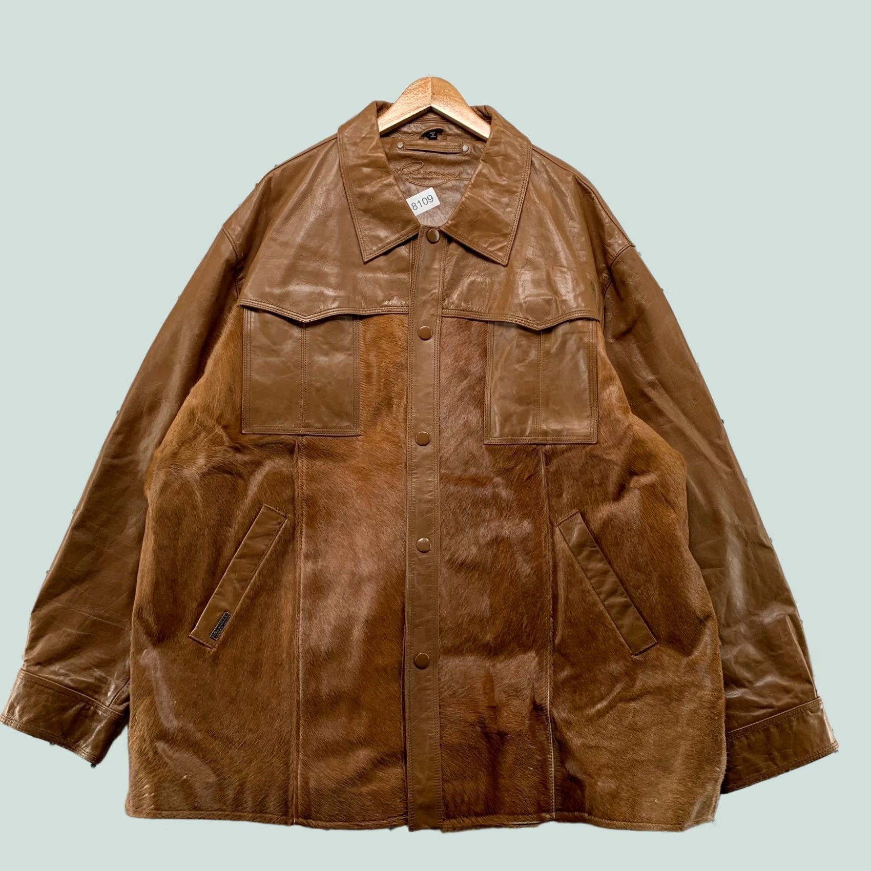 Vintage VINTAGE Davoucci Leather Jacket Men 6XL Brown Hair On Hide 80s 90s Rodeo Western Jacket Size US XXL / EU 58 / 5 - 1 Thumbnail