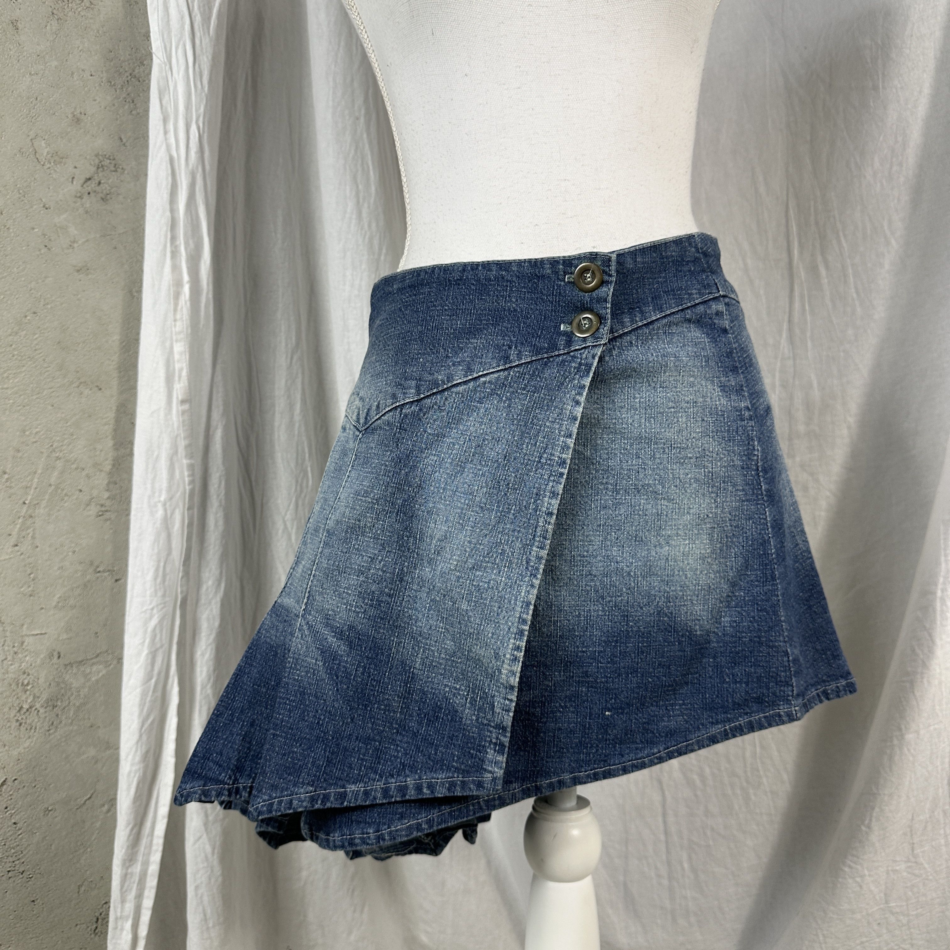 Vintage Denim Preppy Asymmetrical Morgan 00s Jeans Skirt