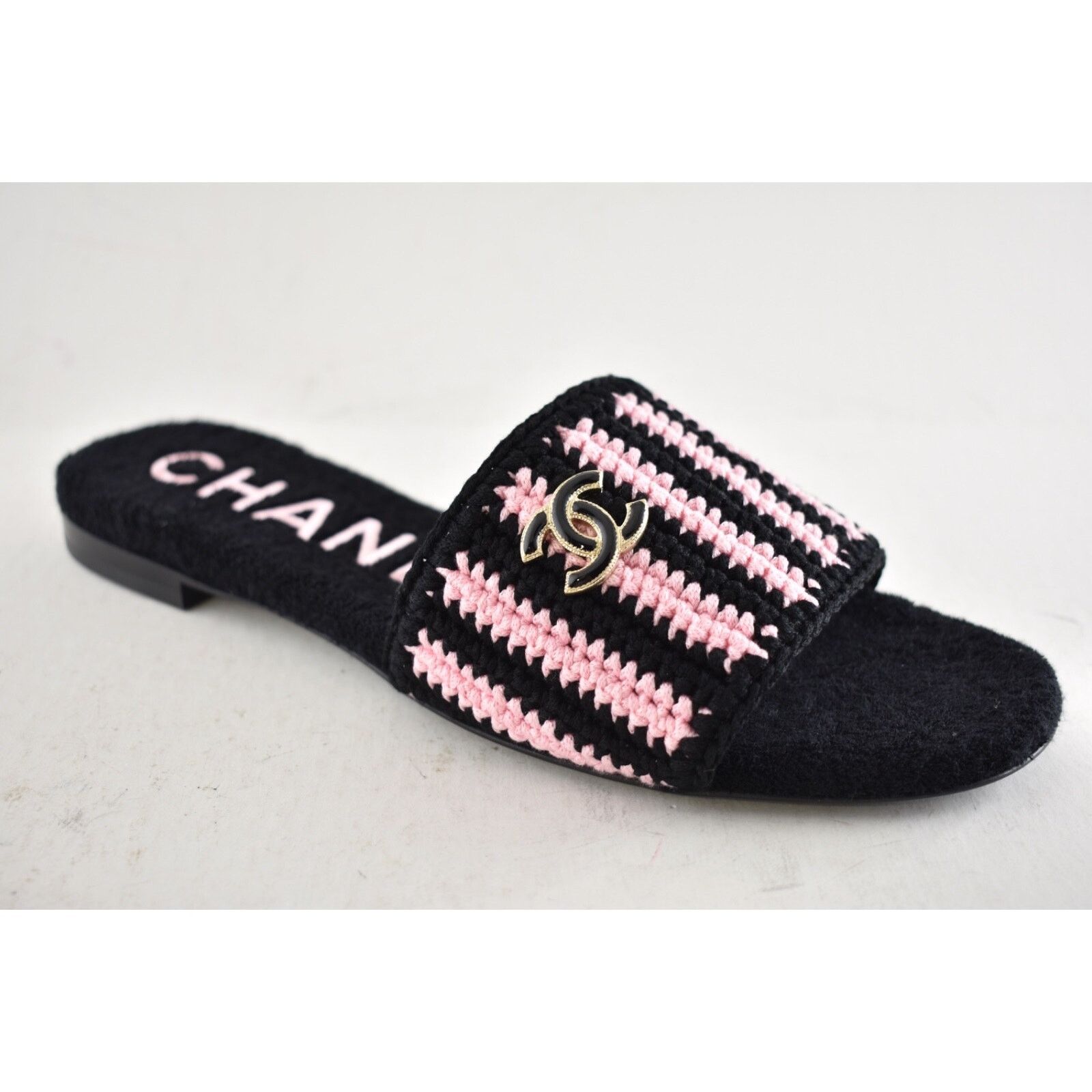 Chanel Chanel 24M Black Pink Crochet Stripe Camellia Flower Logo Size US 9 / IT 39 - 7 Thumbnail