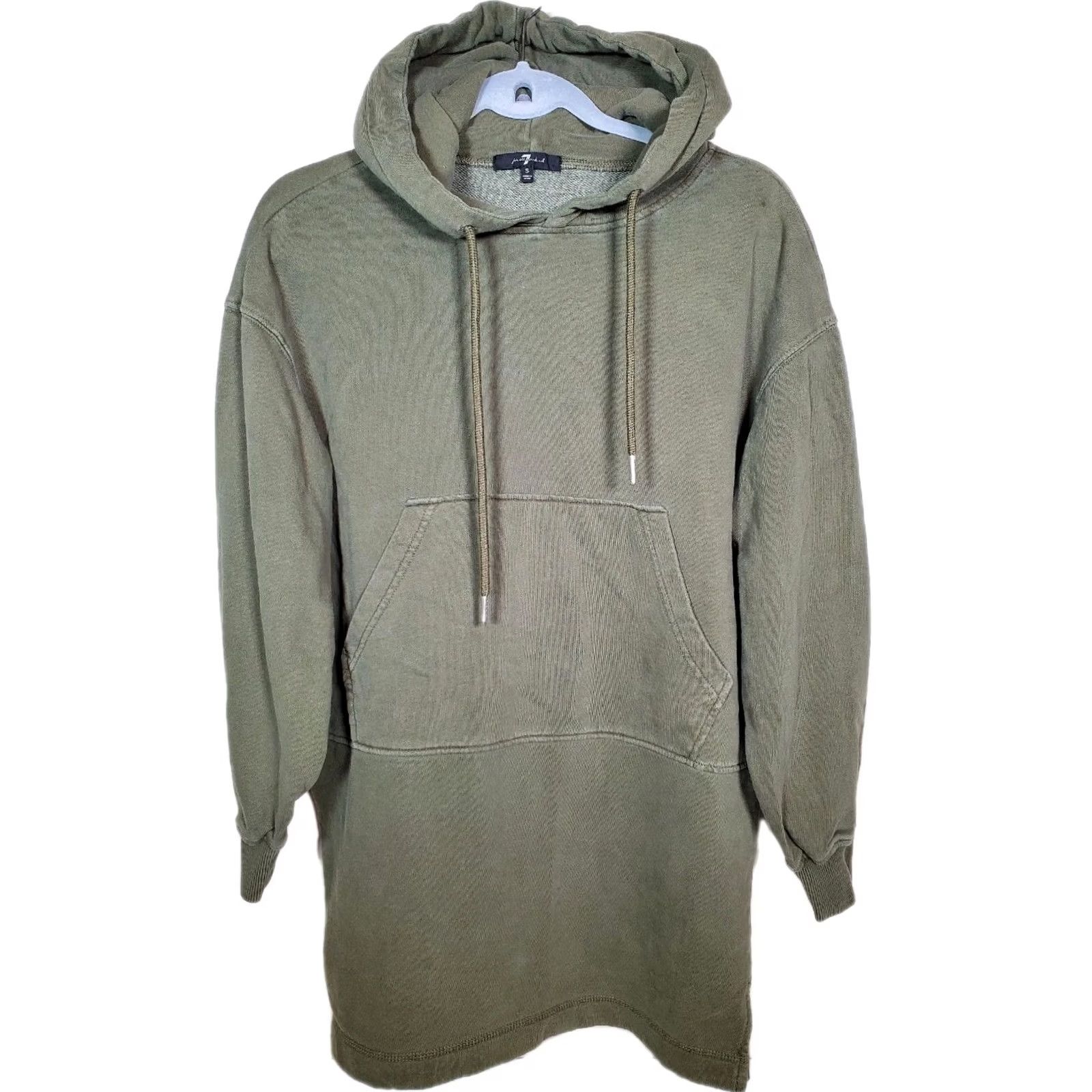 7 For All Mankind 7 For All Mankind Hooded Sweatshirt Dress Olive Green Women's Size S Long Sleeve Size S / US 4 / IT 40 - 2 Thumbnail