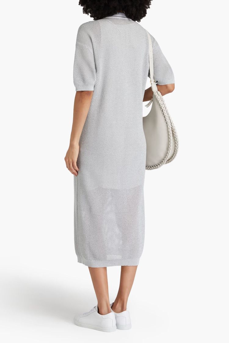 Brunello Cucinelli o1y0725 Midi Dress in Light Gray Size M / US 6-8 / IT 42-44 - 3 Thumbnail
