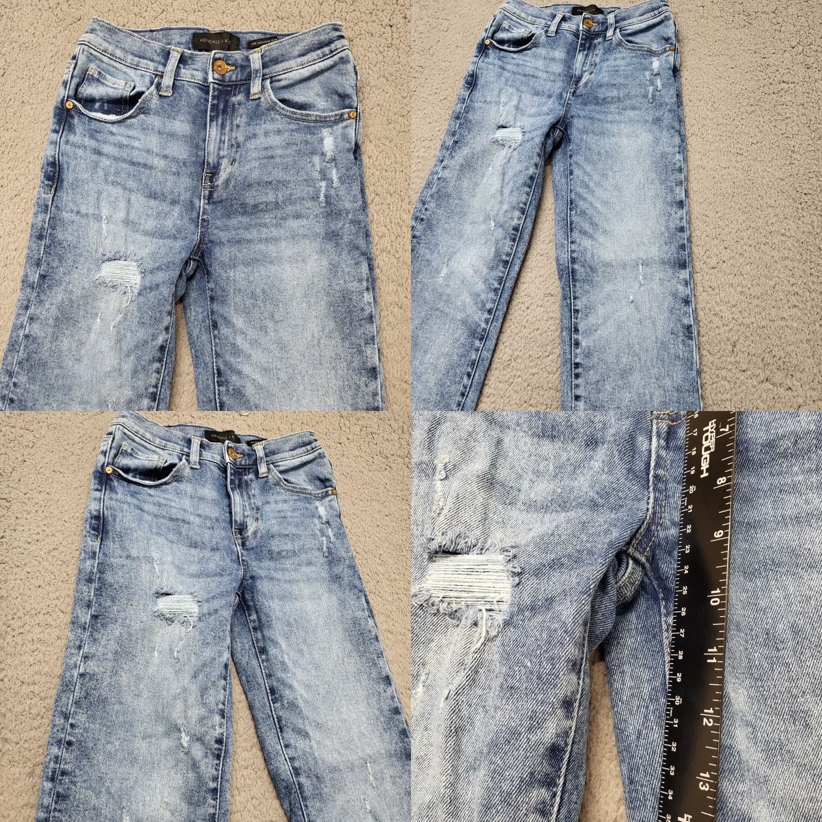 Vintage KENDALL + KYLIE Jeans The Icon High Rise Straight Distressed 1/25 Women's Denim Blue Distressed Jeans Hosiery? Size 42" / US 20 - 8 Thumbnail