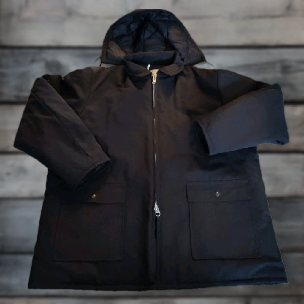 Vintage Johnson Garment Mens Canvas Full Zip Quilted Jacket Hooded Black USA Made 2XL Size US XXL / EU 58 / 5 - 1 Thumbnail