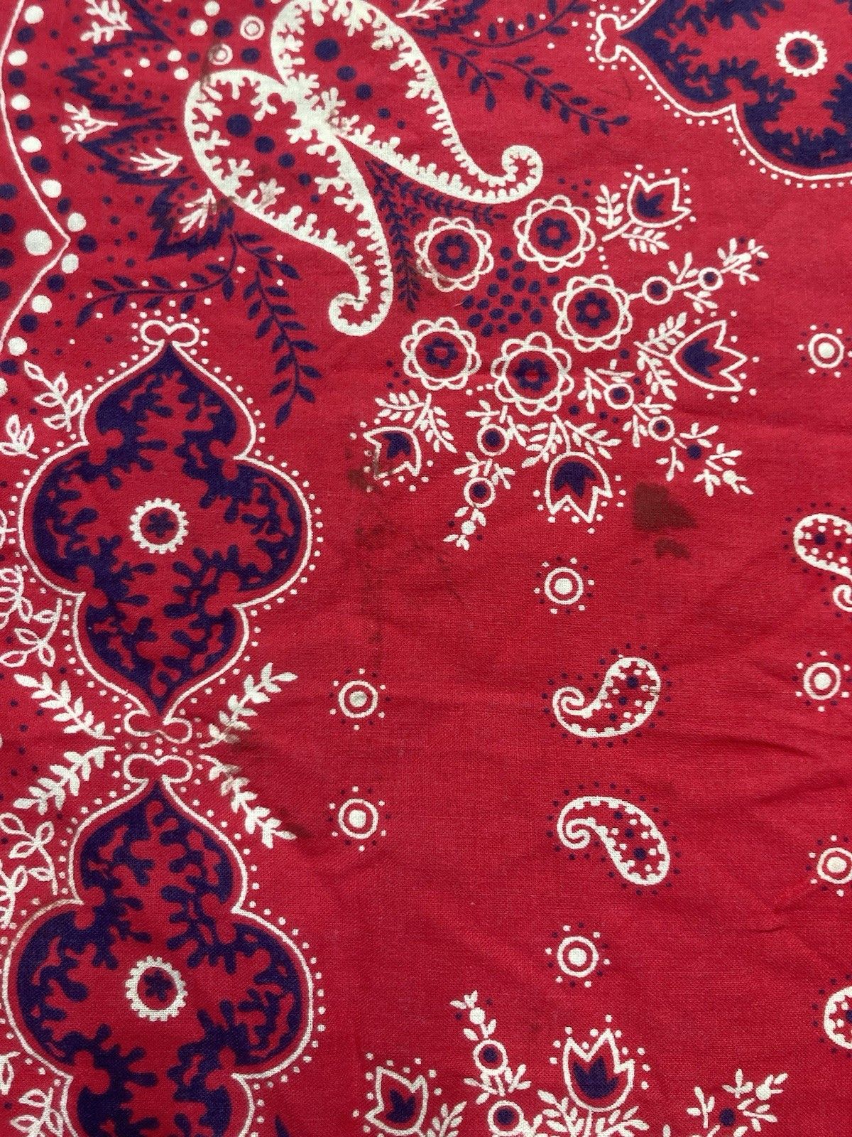 Vintage elephant bandana trunk down handkerchief dots selvedge cowbo Size ONE SIZE - 5 Thumbnail