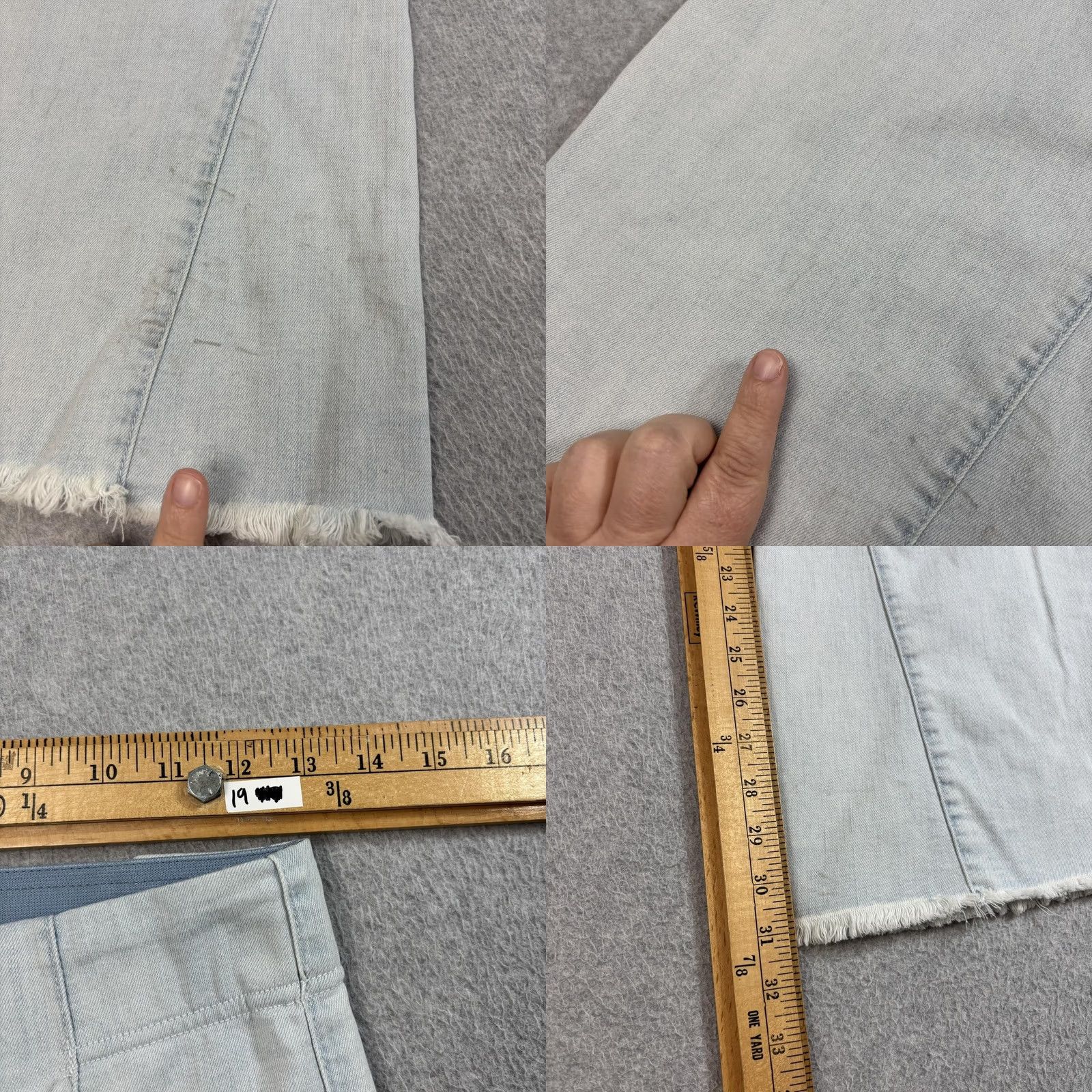 Free People VINTAGE Free People Jeans Women 25 Light Blue Wide Leg Flare Distressed Boho Raw Hem Readable 32 In Size 42" / US 20 - 9 Thumbnail