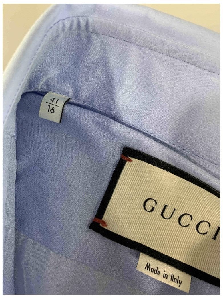 Gucci Gucci Blue Poplin GG Embroider Collar Slim Fit Shirt 16 NWT Size US L / EU 52-54 / 3 - 2 Thumbnail