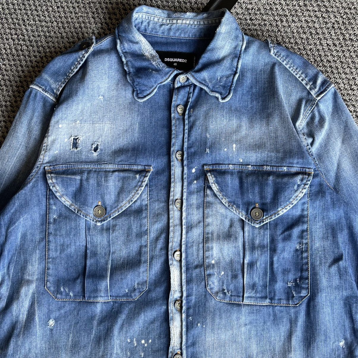 Dsquared2 Dsquared2 Distressed Effect Denim Shirt Size US L / EU 52-54 / 3 - 3 Thumbnail